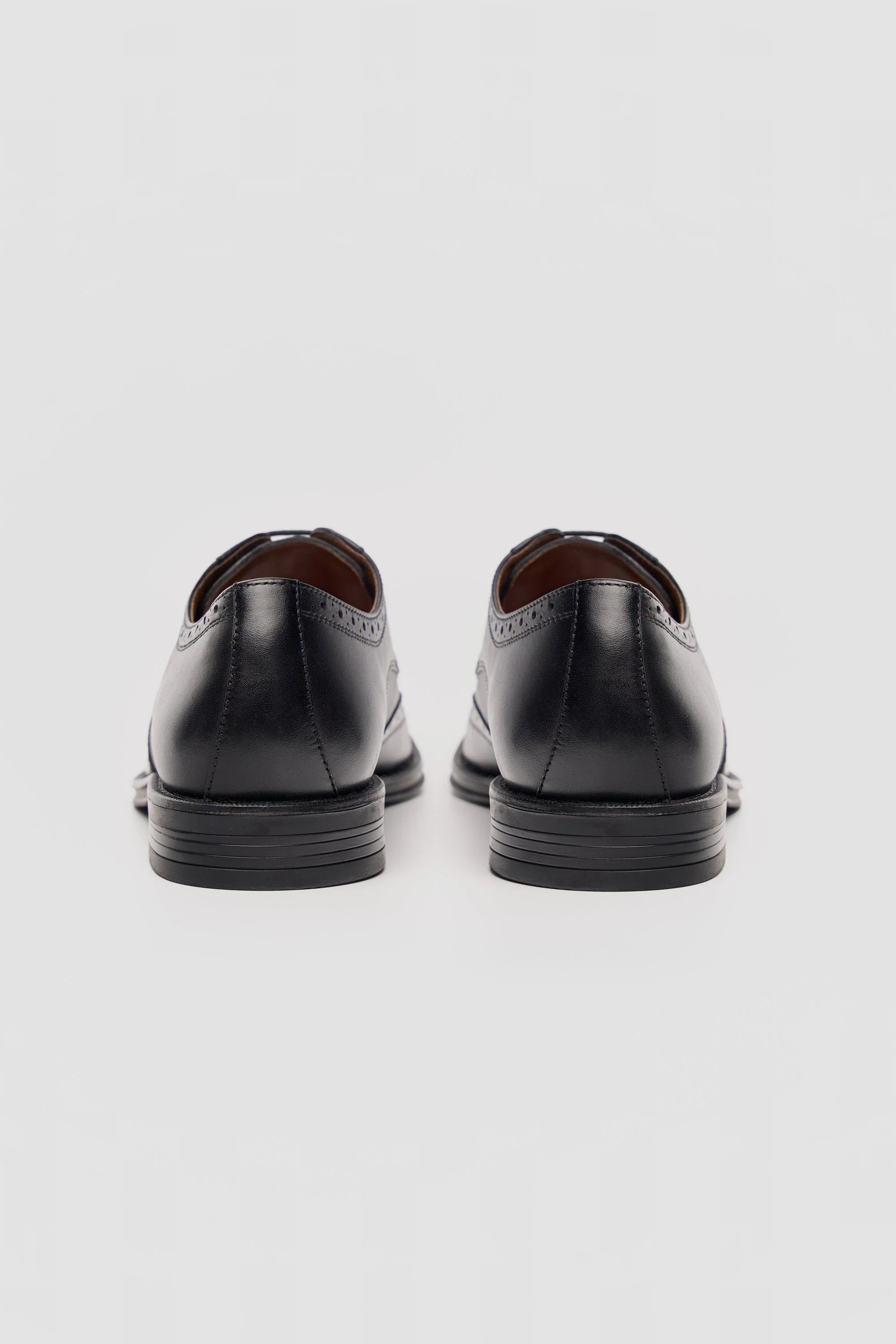 Men’s Genuine Leather Wingtip Brogue Shoes - Lorenzo - Black Back Picture