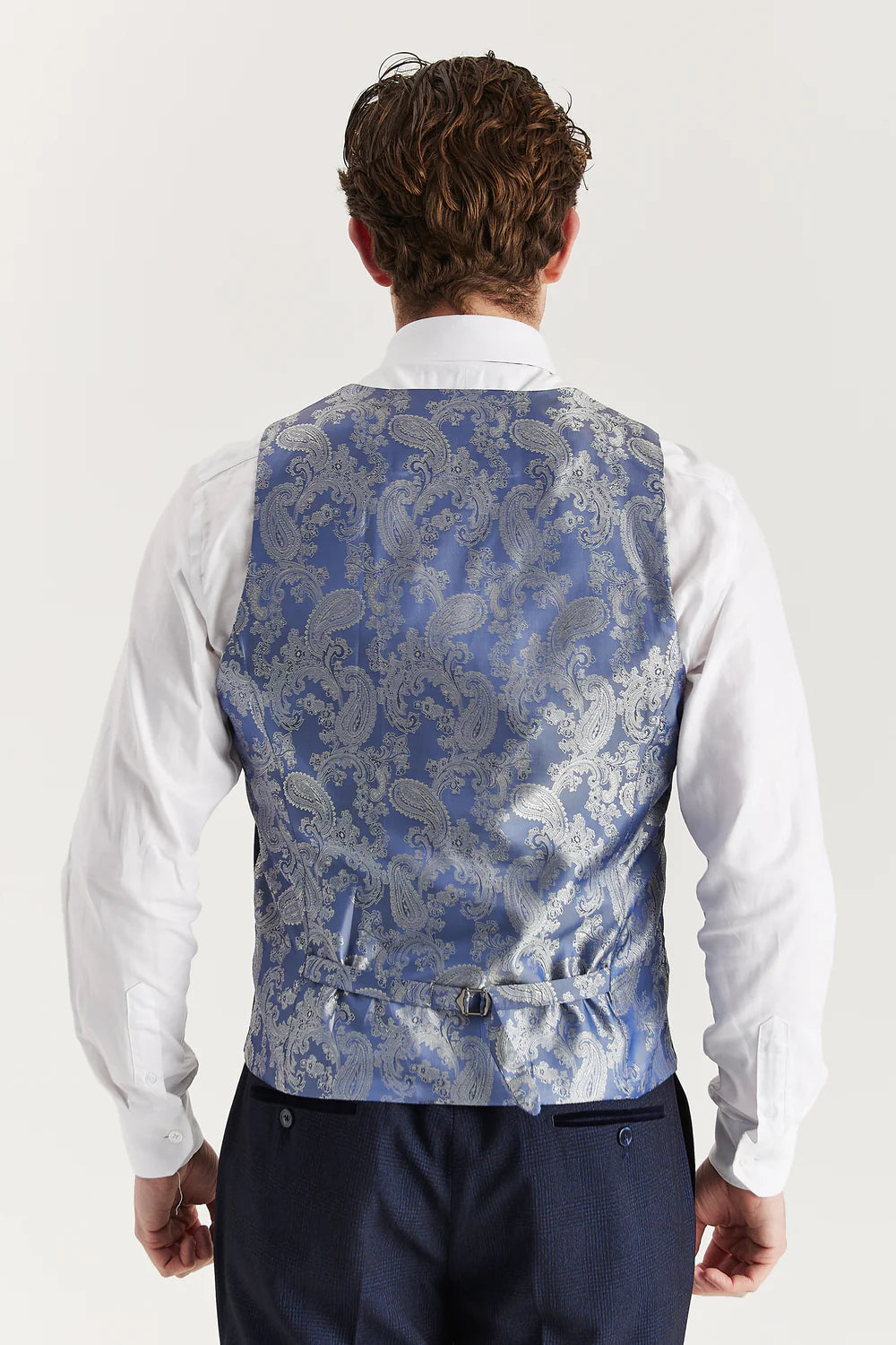 Men’s Glen Check Formal Waistcoat - Regent - Navy Back Picture