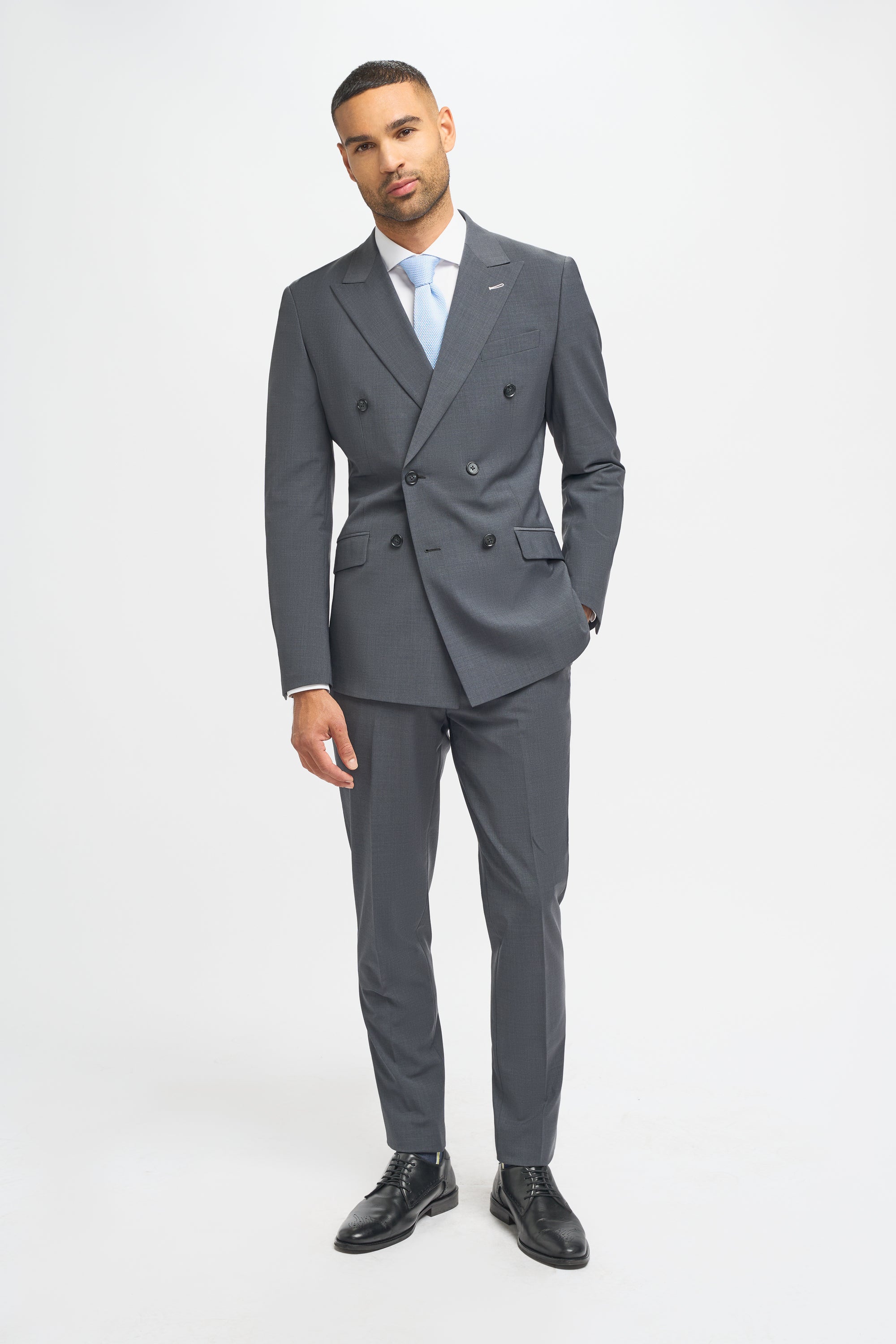 Men's Wool Blend Suit Jacket - BOND D/B - Charcoal Grey