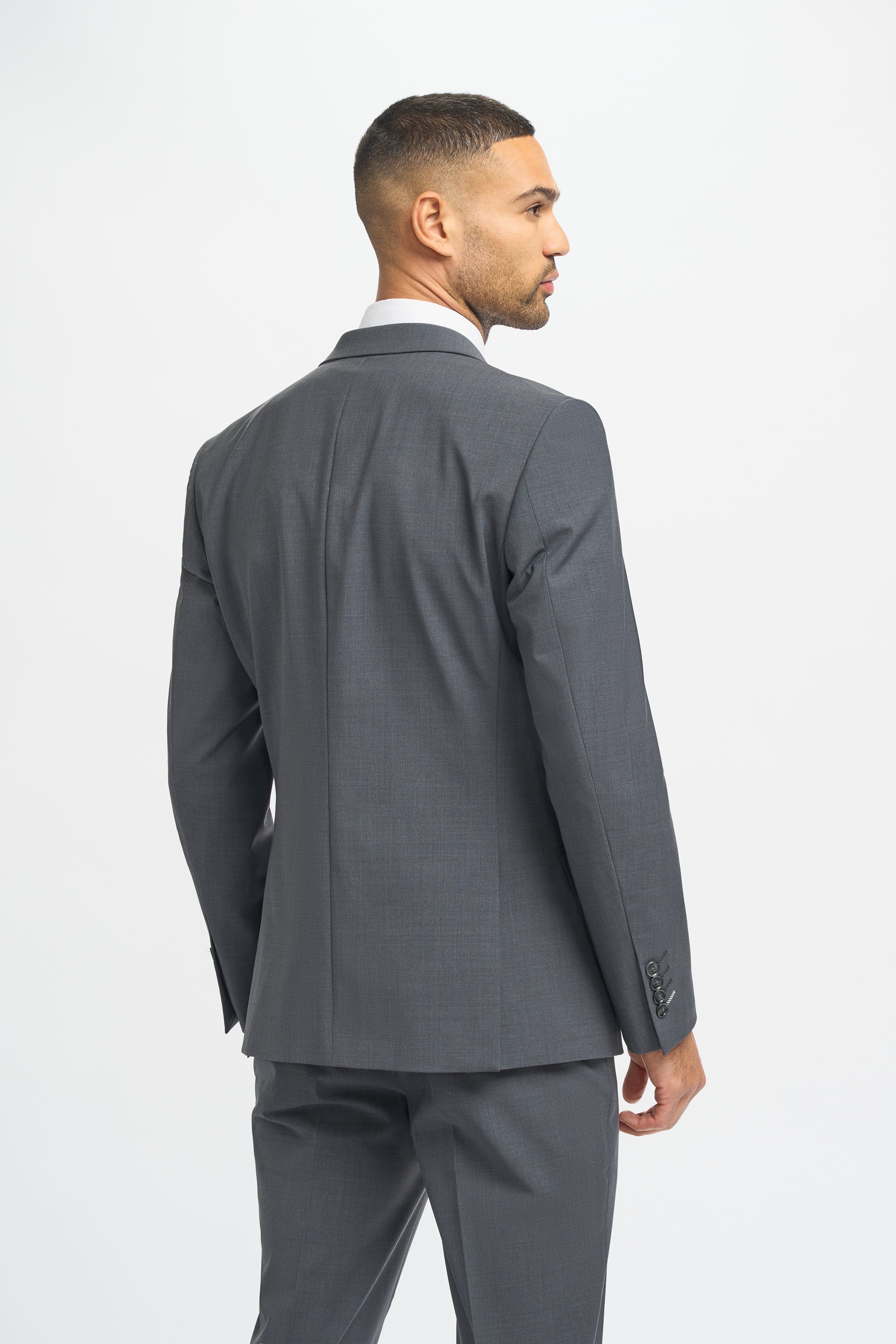 Men's Wool Blend Suit Jacket - BOND D/B - Charcoal Grey