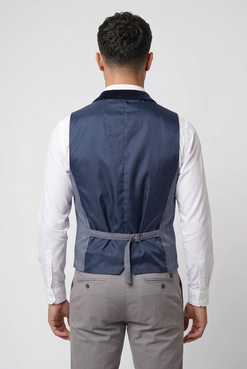 Gilet à motif chevrons pour homme - Style Connal Bleu