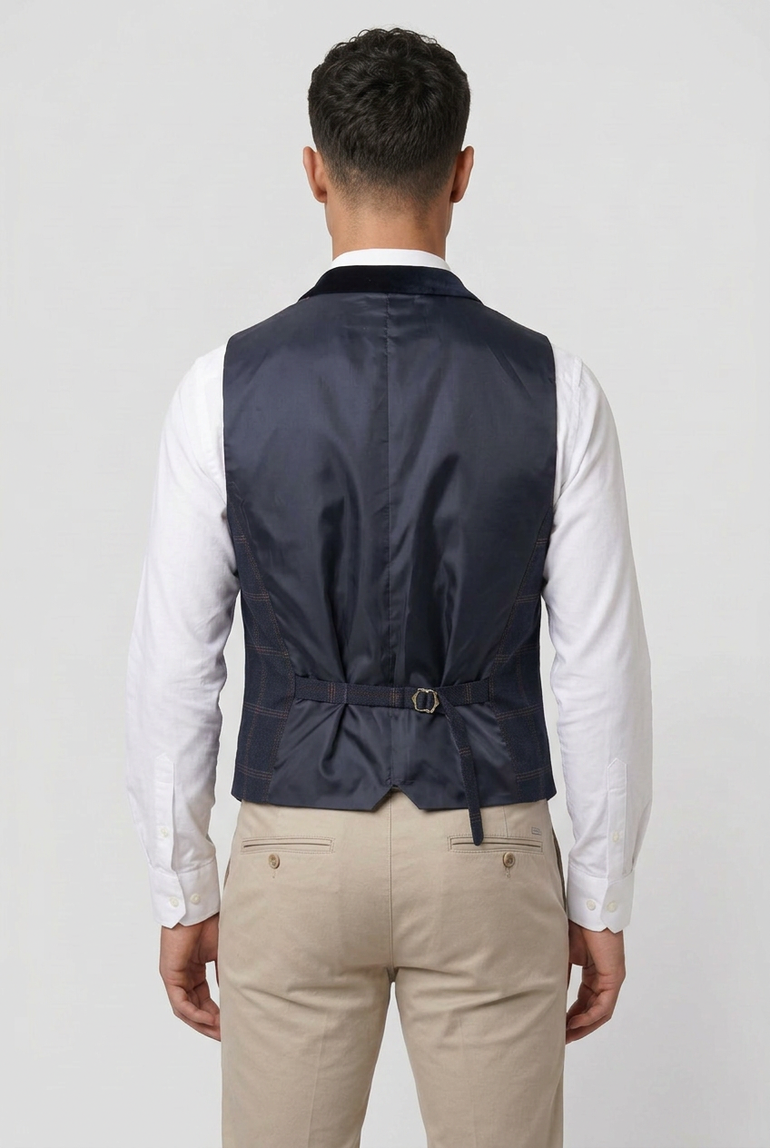 Chaleco de hombre con patrón espiga - Estilo Connal Azul marino
