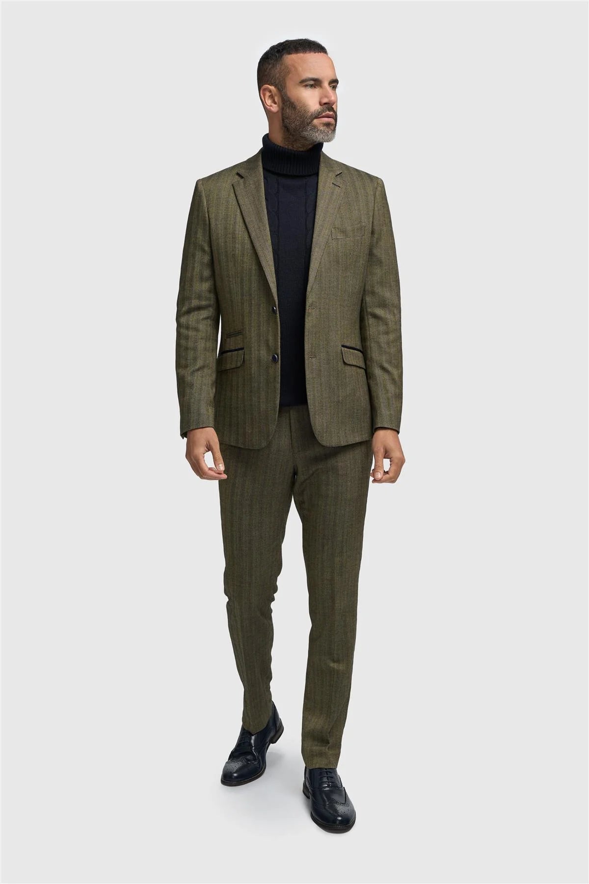 Men’s Herringbone Formal Suit Jacket - Damon - Sage Green