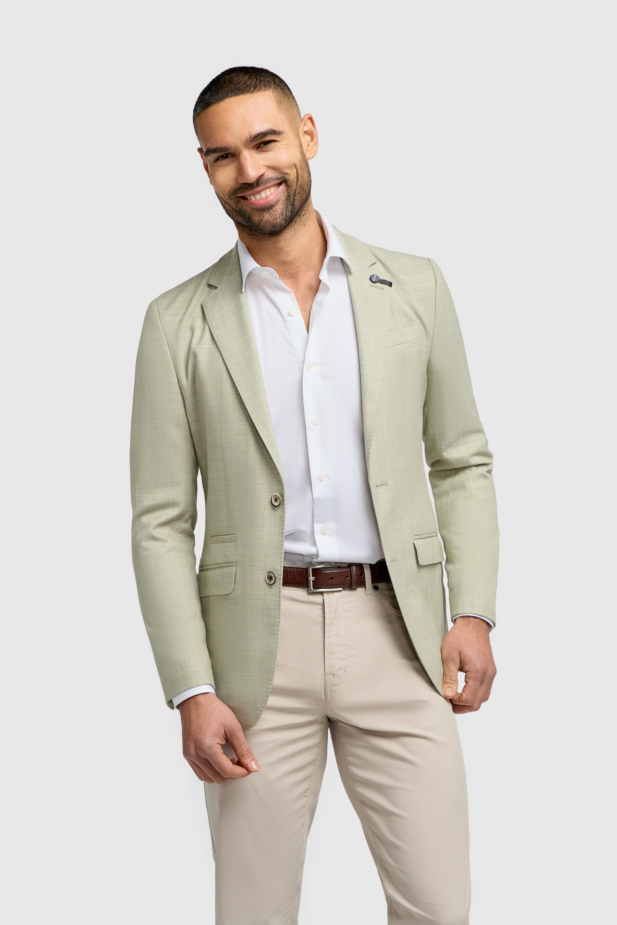 Men’s Herringbone Twill Blazer - Kovan - Sage Green