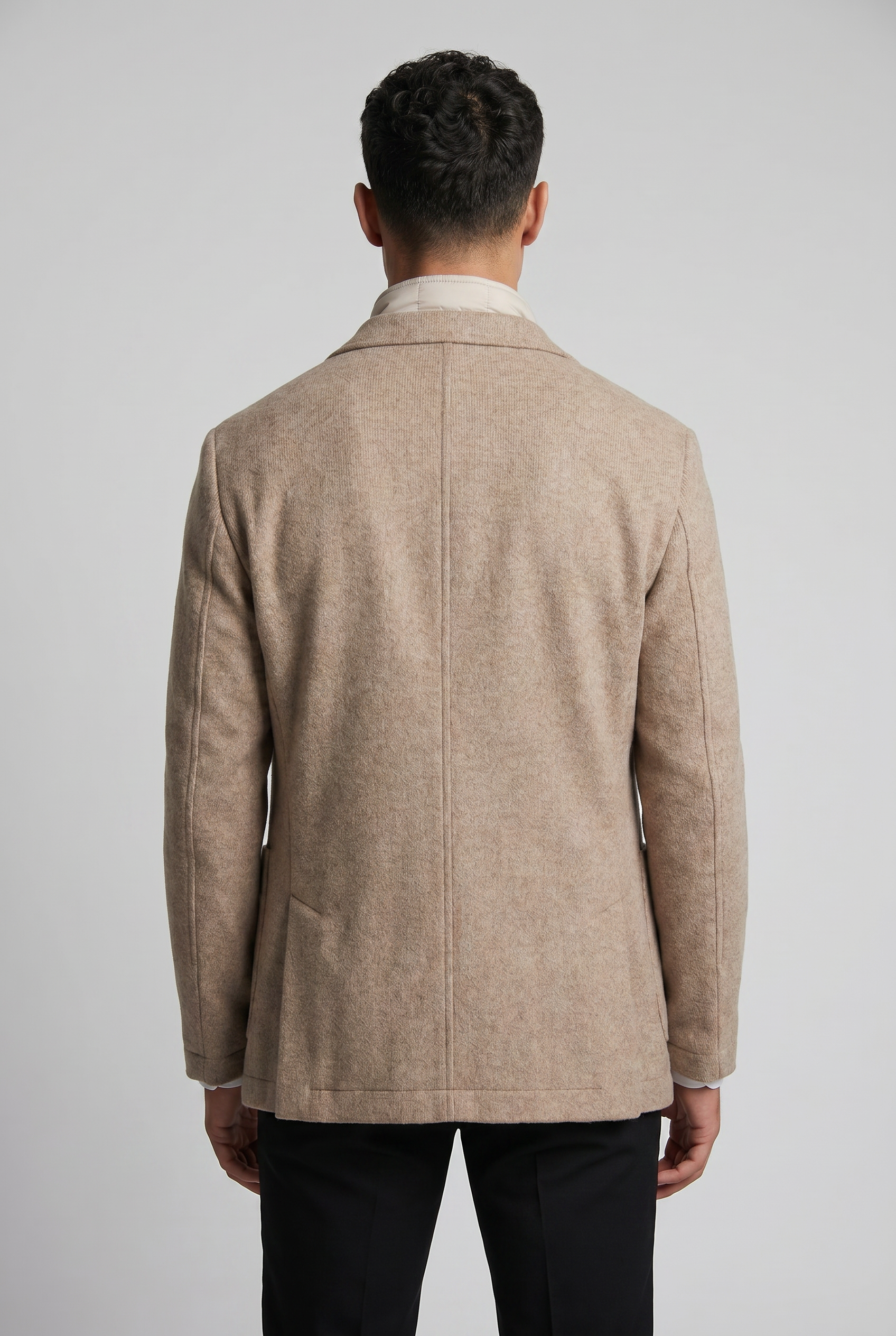 Men’s Hybrid Knit Blazer with Quilted Bib - Khaki Beige