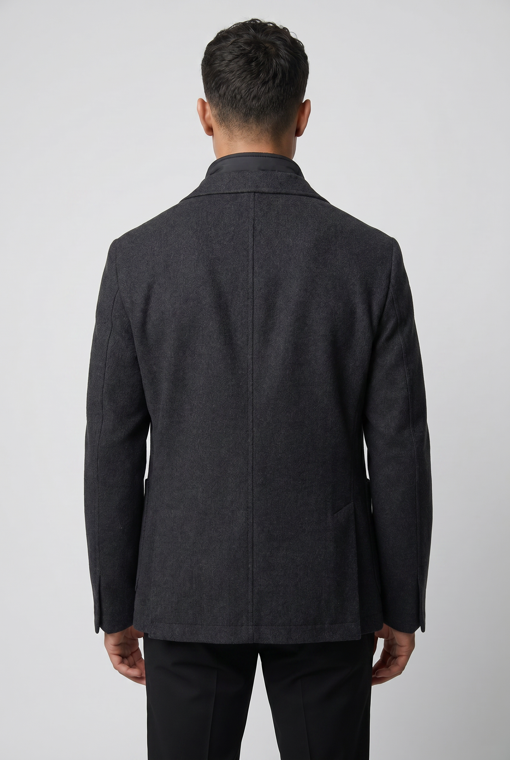 Blazer ibrido da uomo in maglia con bavero trapuntato - Nero
