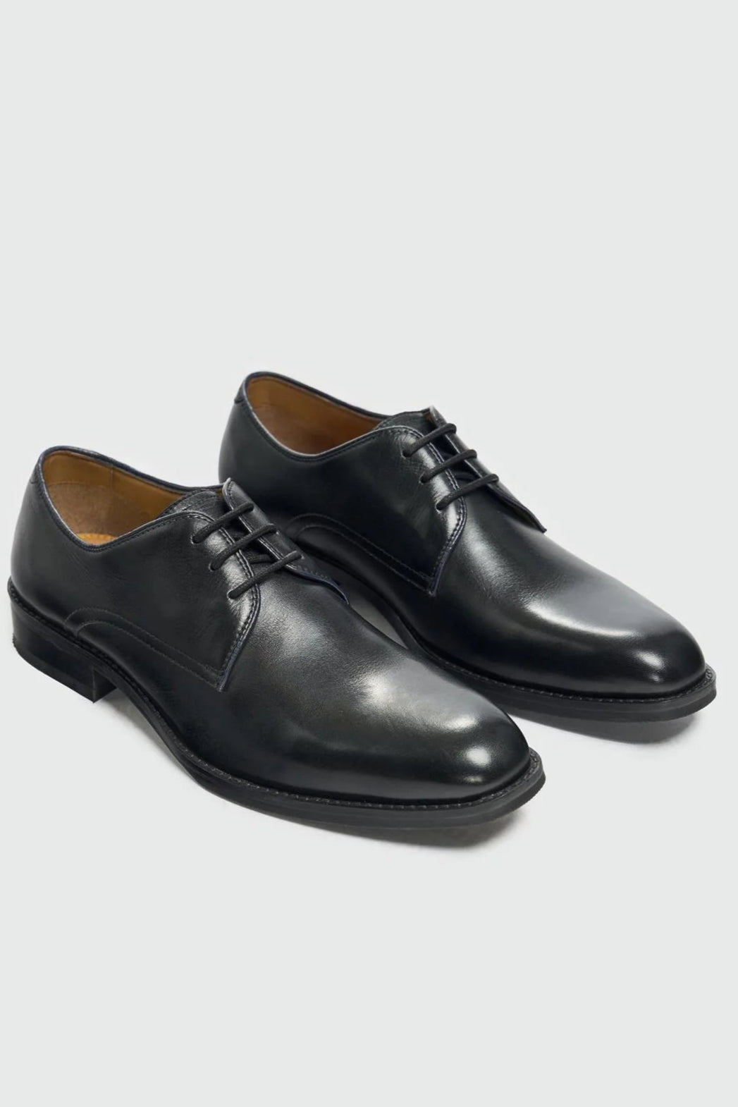 Men’s Leather Lace Up Derby Dress Shoes - Taylor - Black Pair Side Picture