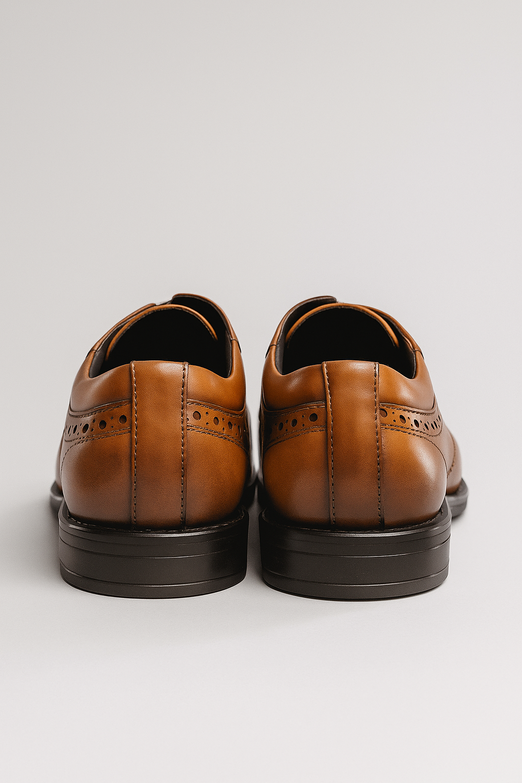 Men’s Leather Wingtip Brogue Derby Dress Shoes - Cambridge - Tan Back Picture