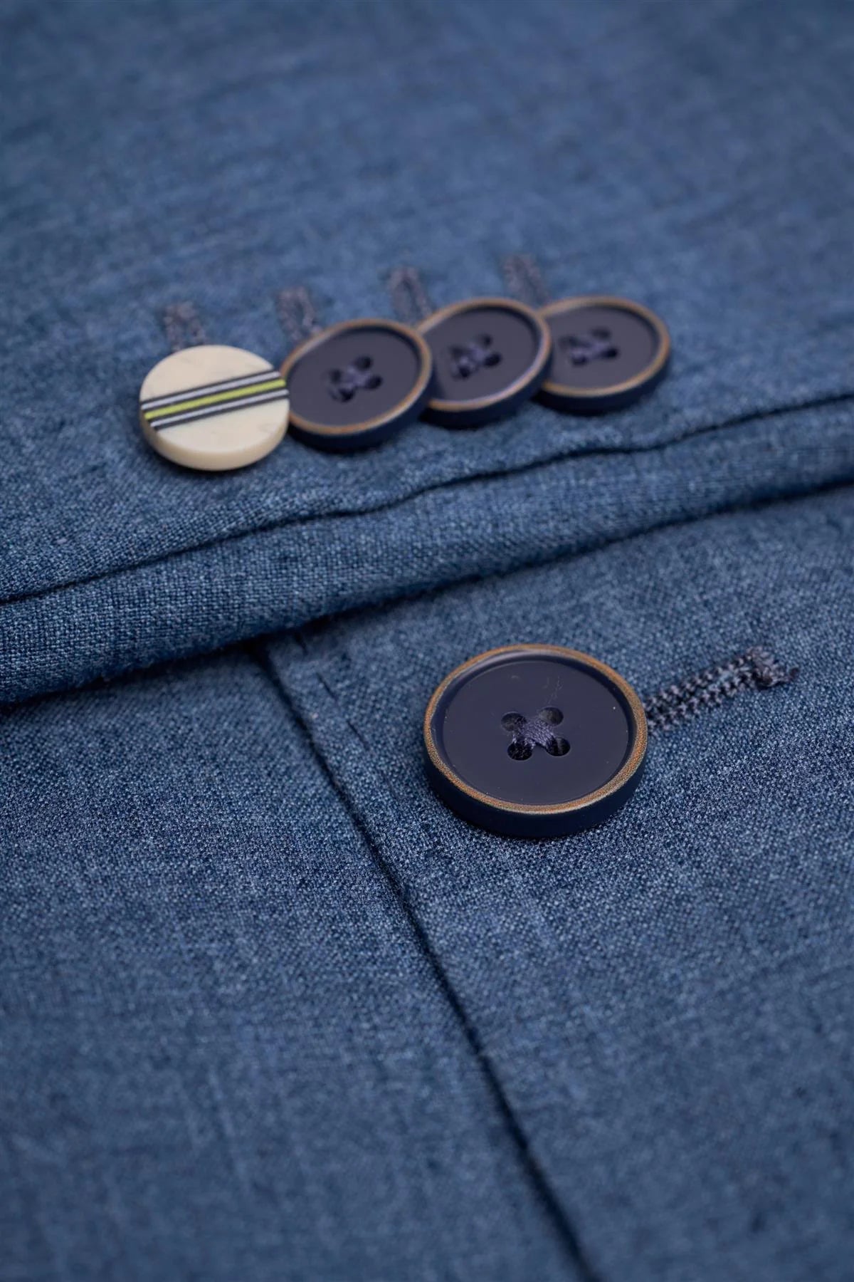 Erkek Keten Slim Fit Günlük Ceket, Cepli - Luca - Çivit Mavi