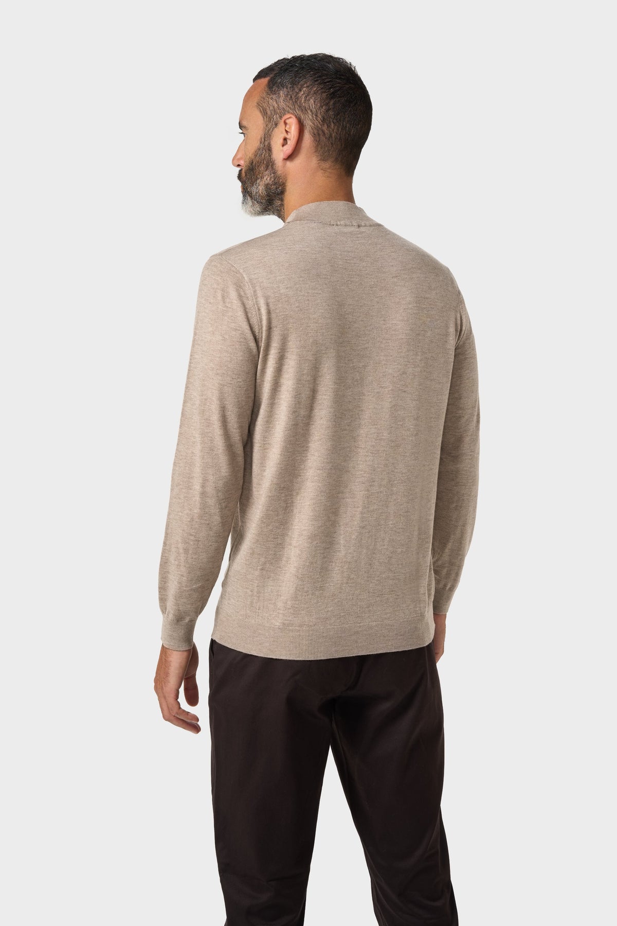 Men's Merino Wool High Neck Knitted Jumper – Cavani Colt Fawn back picture