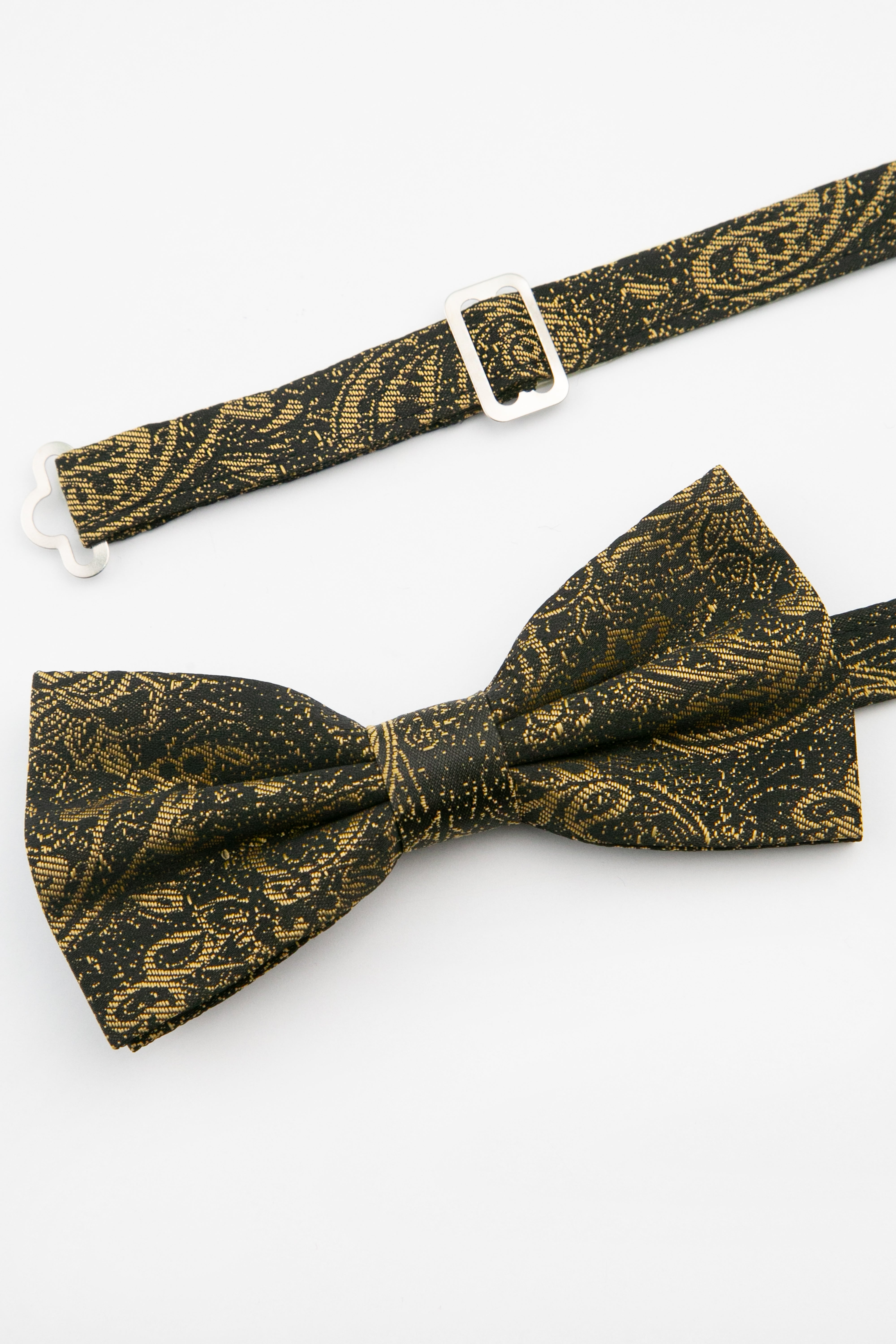 Men's Paisley Pre-Tied Dickie Bow Tie - Gold Detail Picture