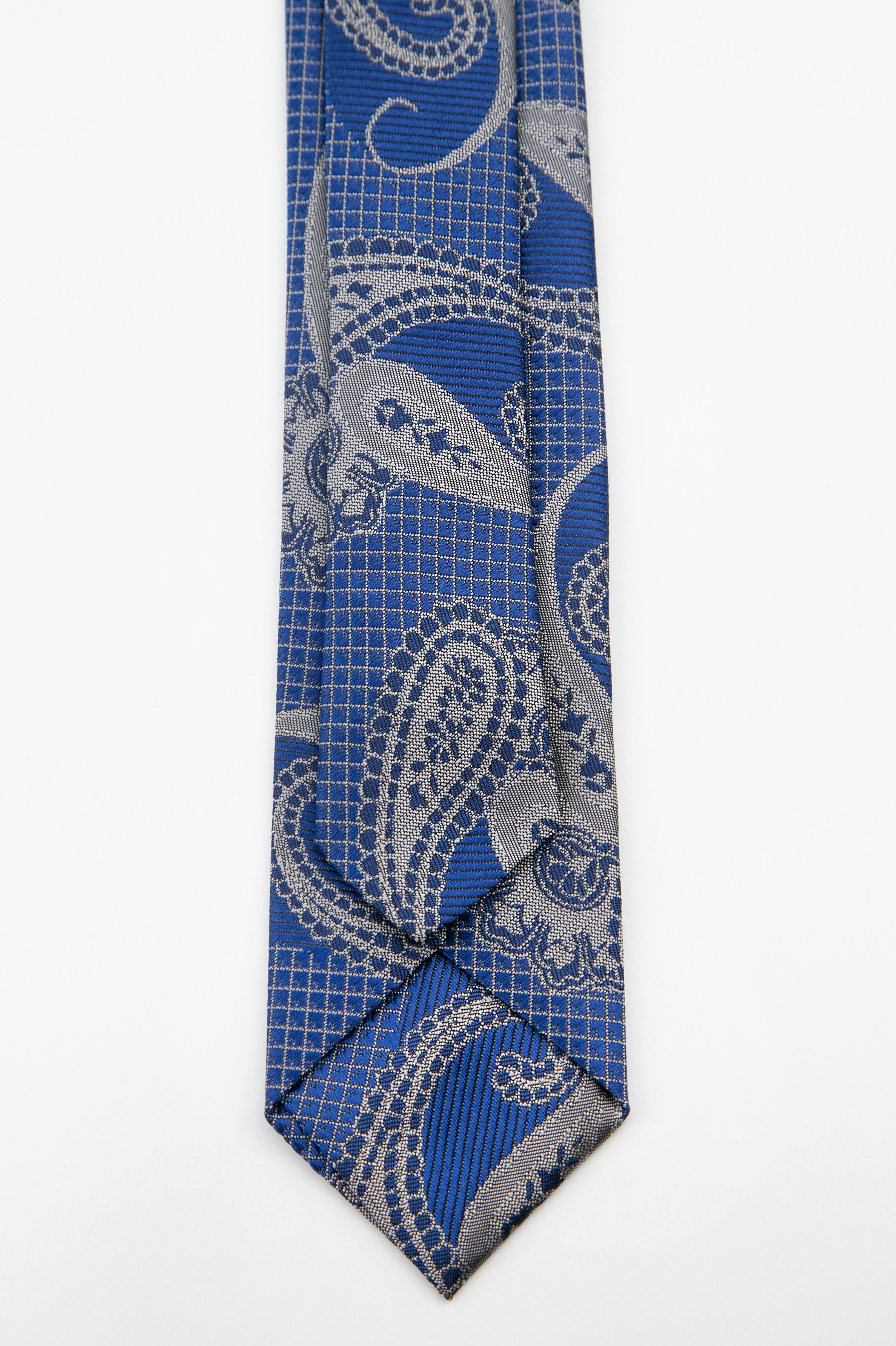 Men’s Paisley Slim Tie & Pocket Square Set - Midnight Blue Tie Picture