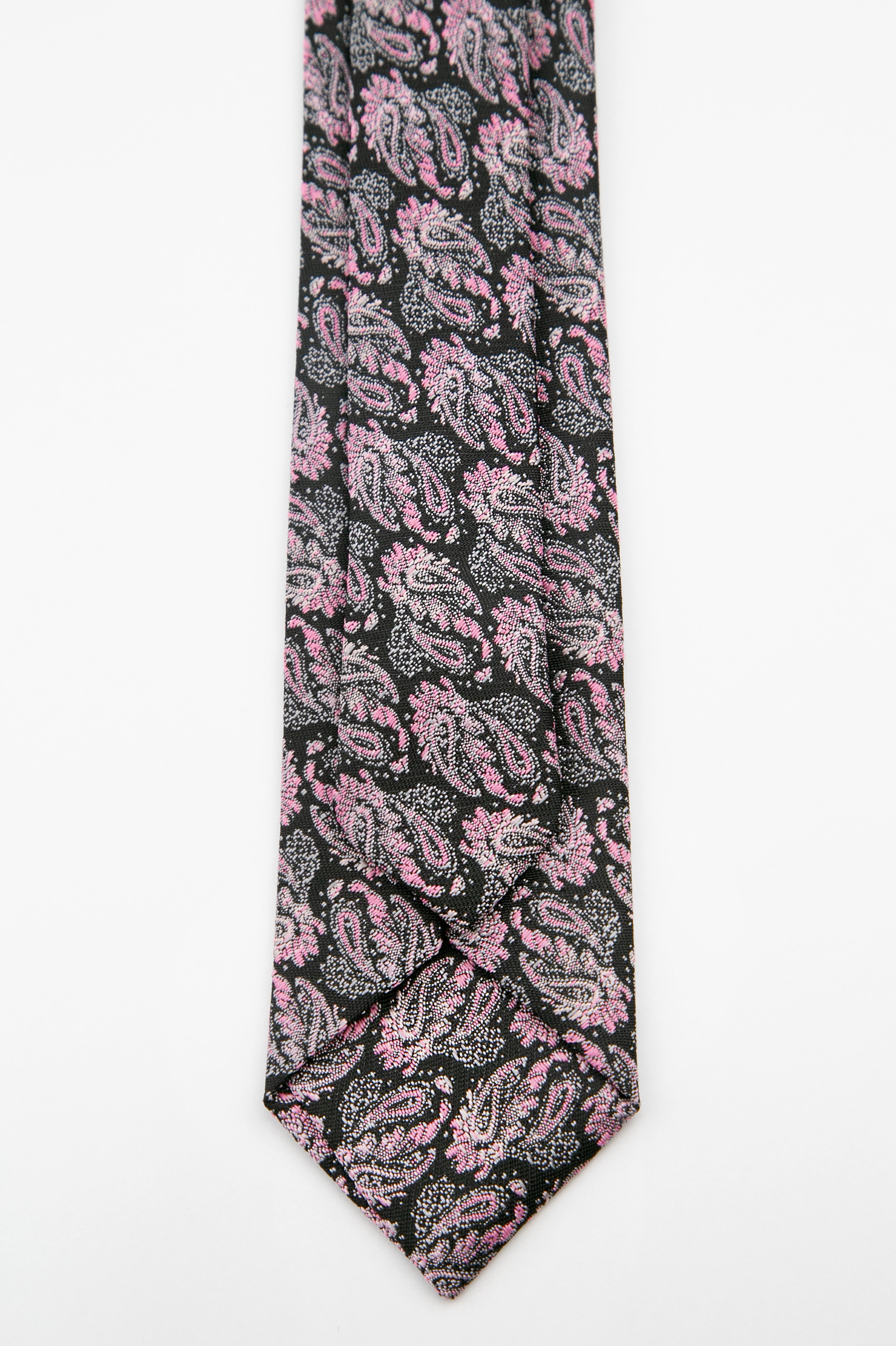 Men’s Paisley Slim Tie & Pocket Square Set - Pink and Black