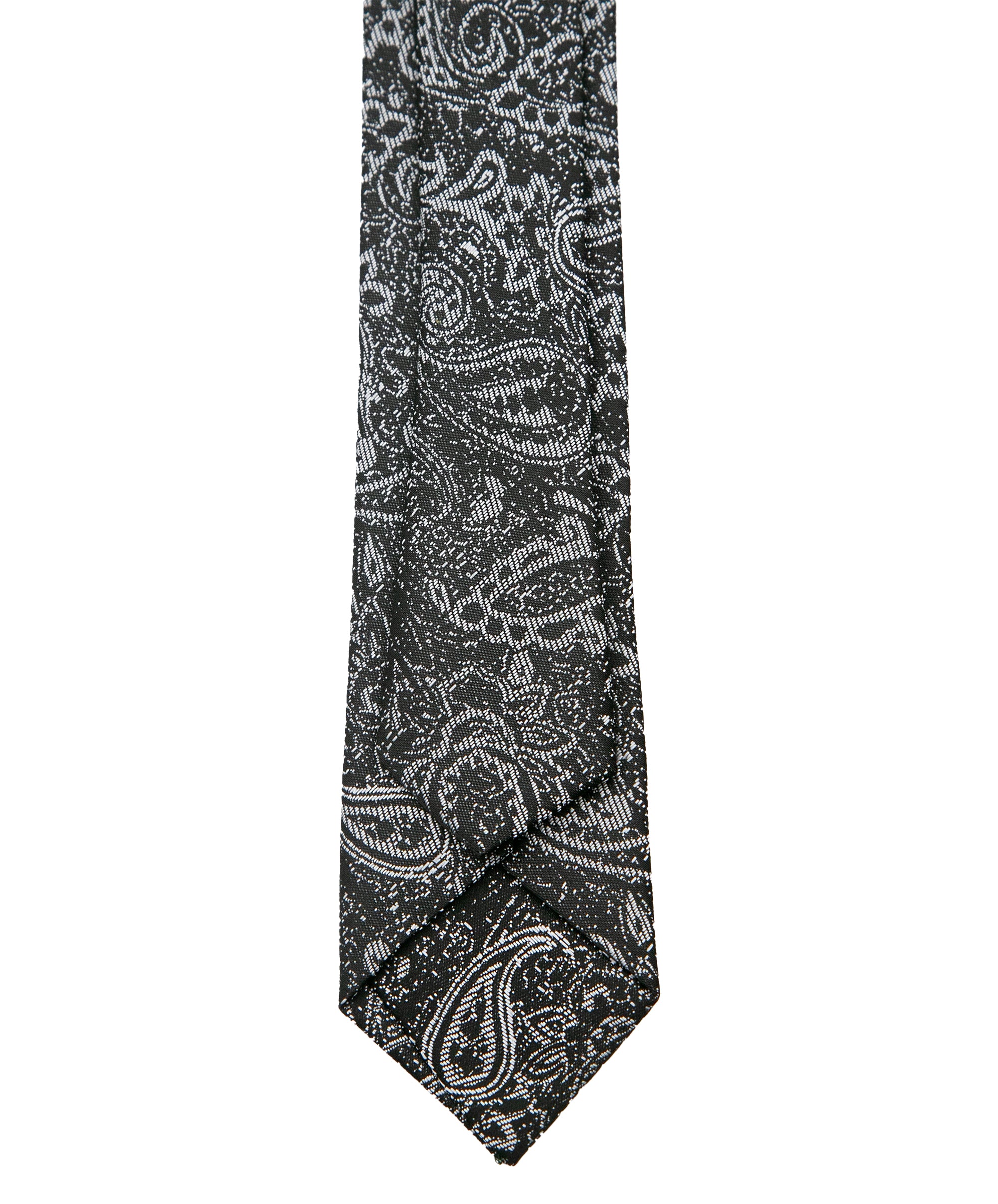Men’s Paisley Slim Tie & Pocket Square Set in Grey Tie Back Picture