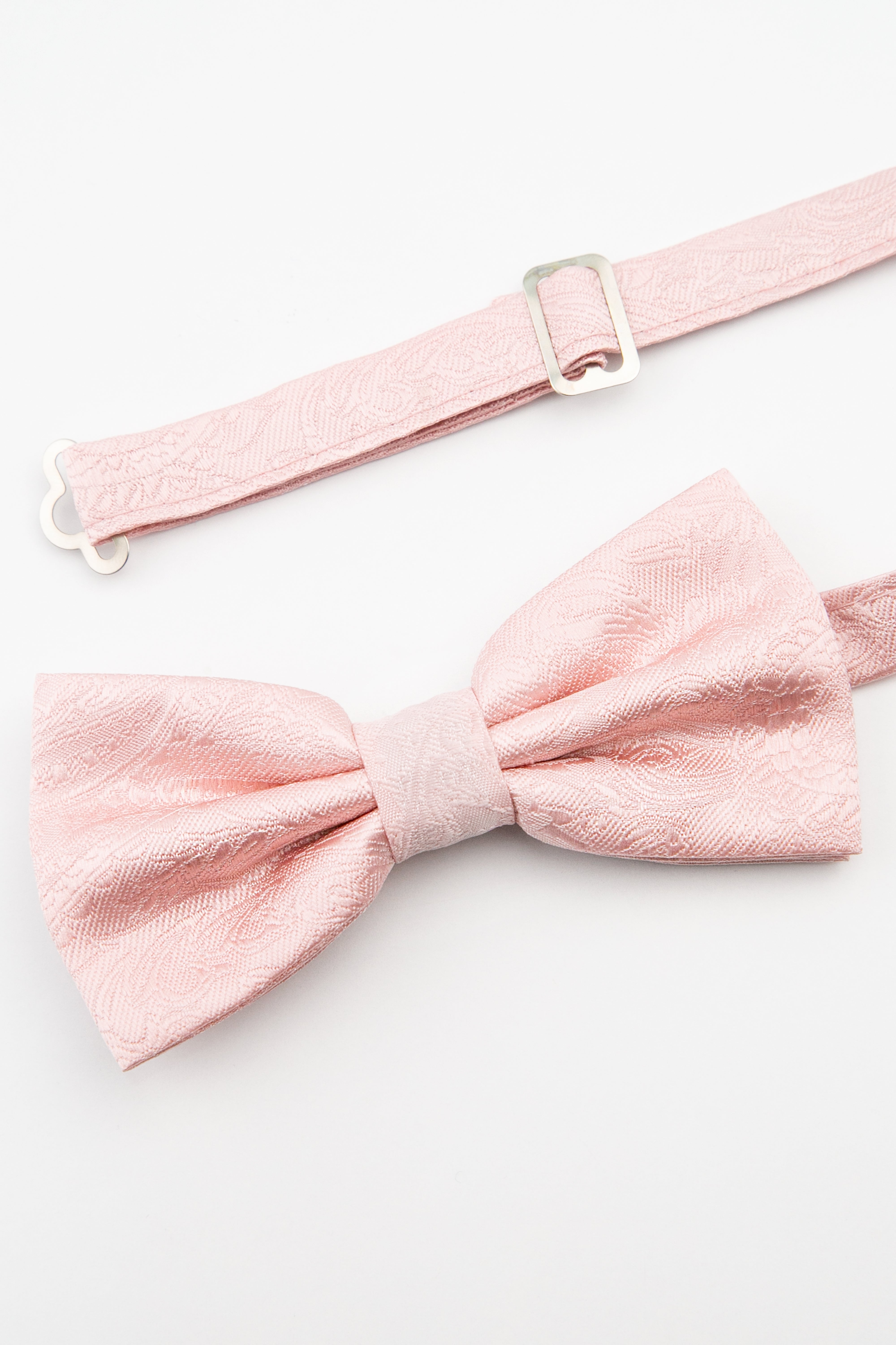 Men’s Pastel Paisley Pre-Tied Dickie Bow Tie  - Blush Pink Detail Picture