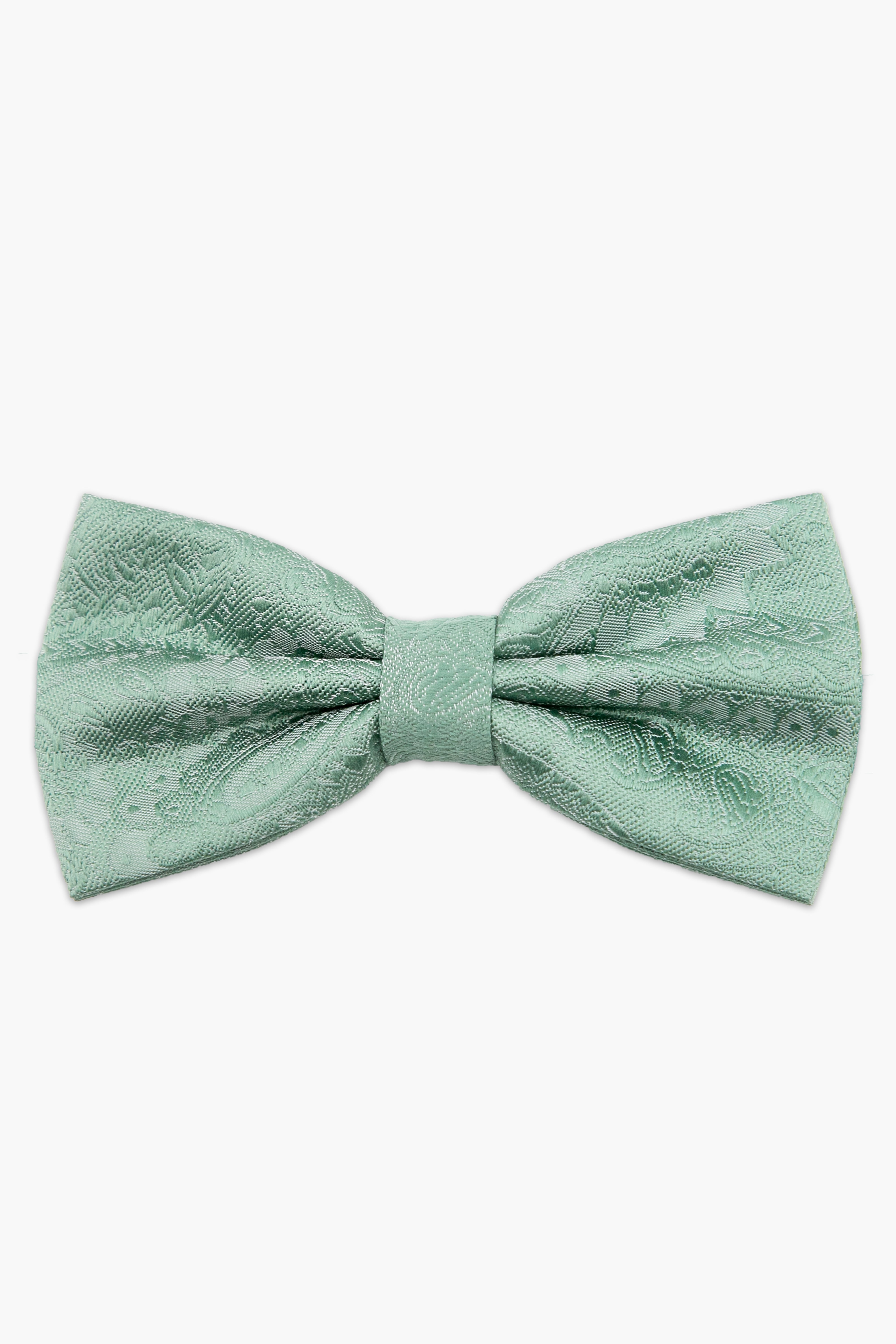 Men’s Pastel Paisley Pre-Tied Dickie Bow Tie  - Green Front Size
