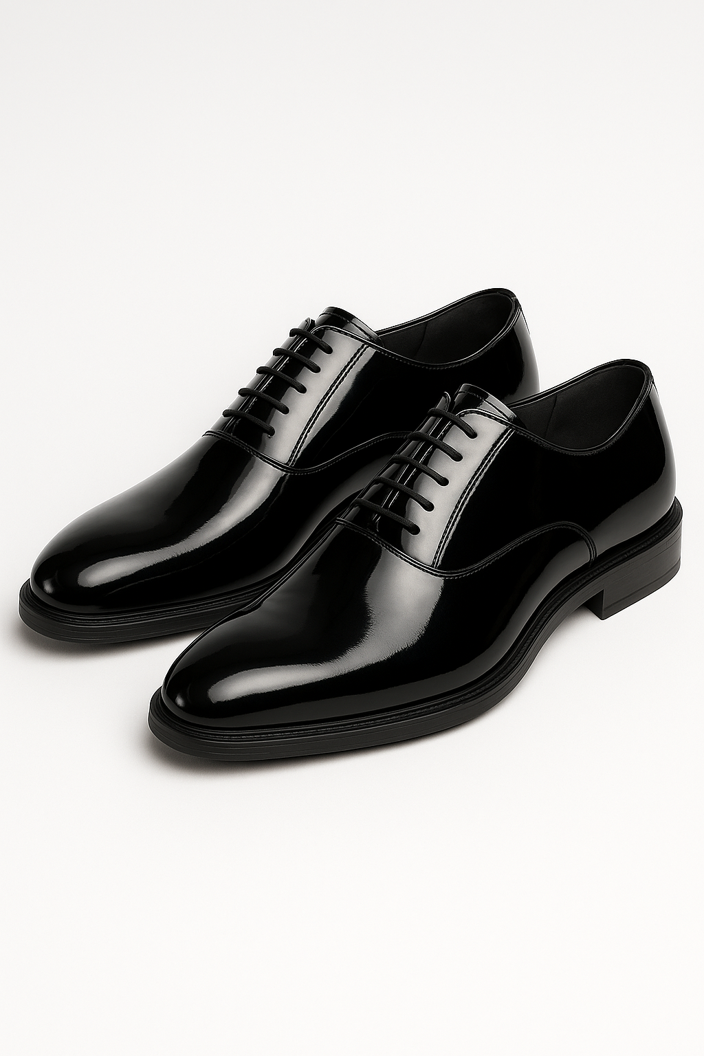Men’s Patent Oxford Dress Shoes - Soho - Black Pair Side Picture