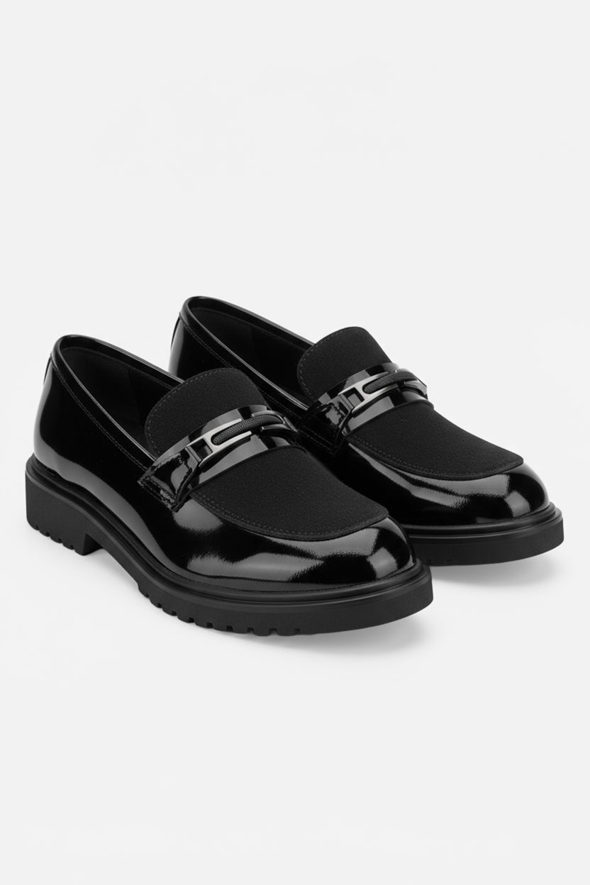 Men’s Patent & Suede Loafer Dress Shoes - MAYFAIR - Black