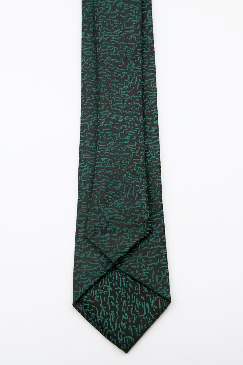 Set de corbata delgada y pañuelo de bolsillo para hombre con textura de guijarro en Verde