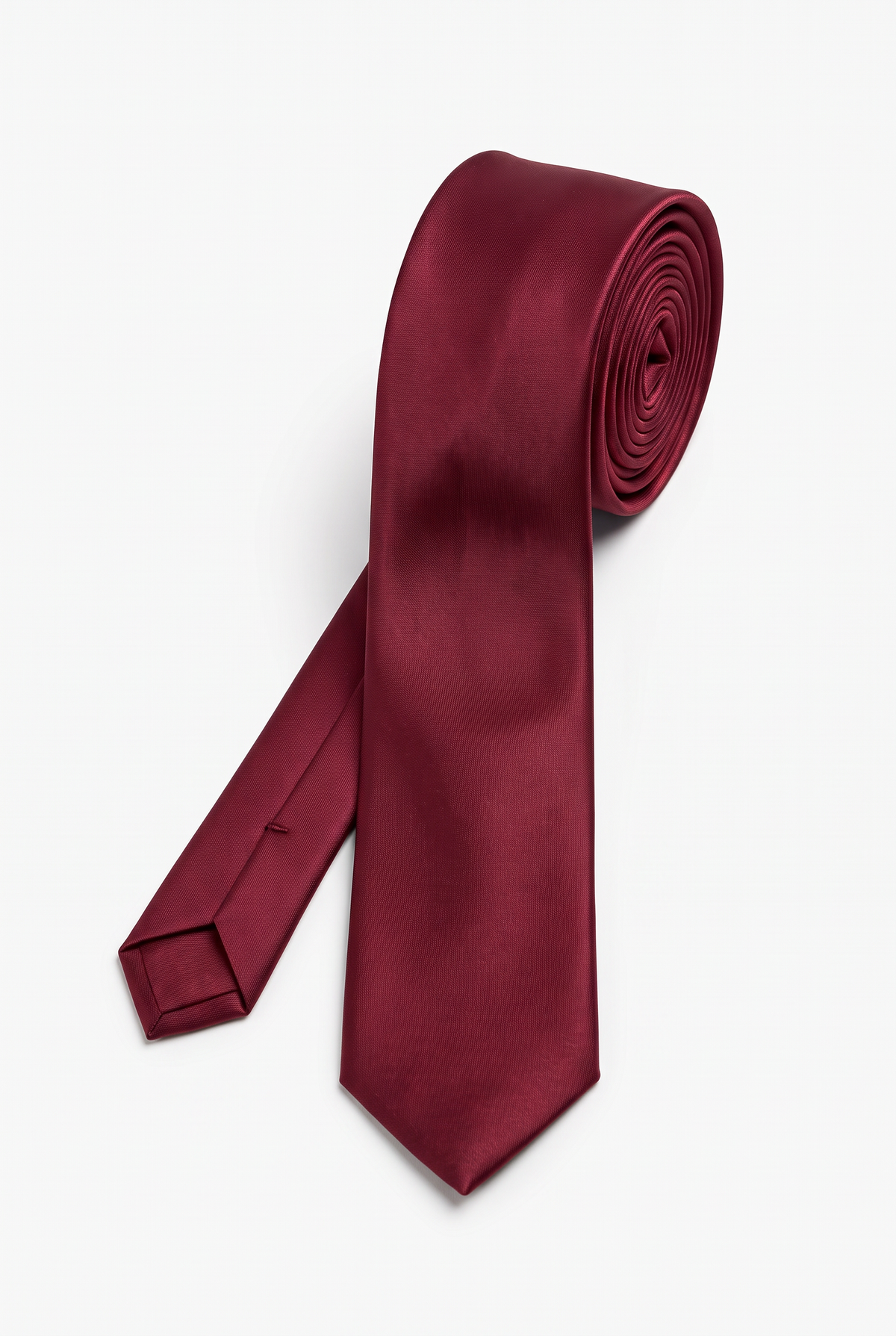 Erkek Slim Kravat ve Cep Mendili Seti - Bordo