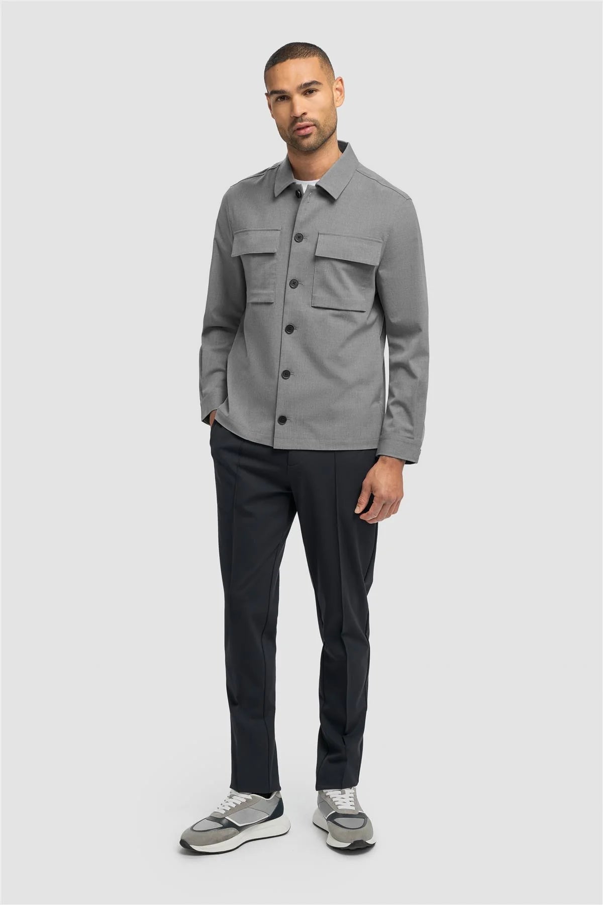Herren Regular Fit Overshirt - Danilo - Grau