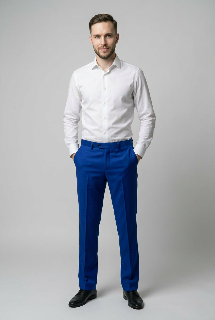 Pantalon de costume formel pour homme Bleu Royal