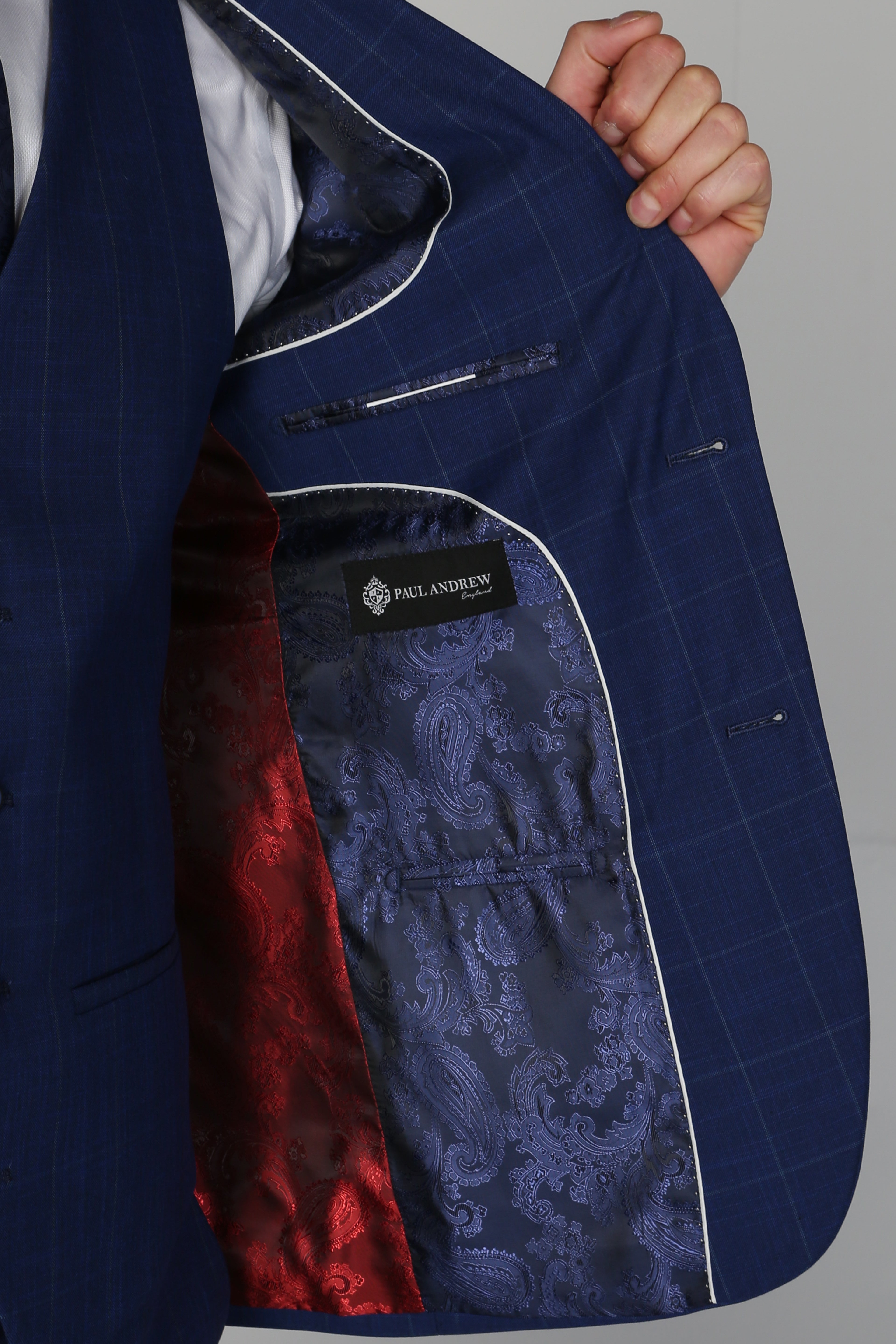 Herren Sakko im Royal Blau mit Windowpane-Karo