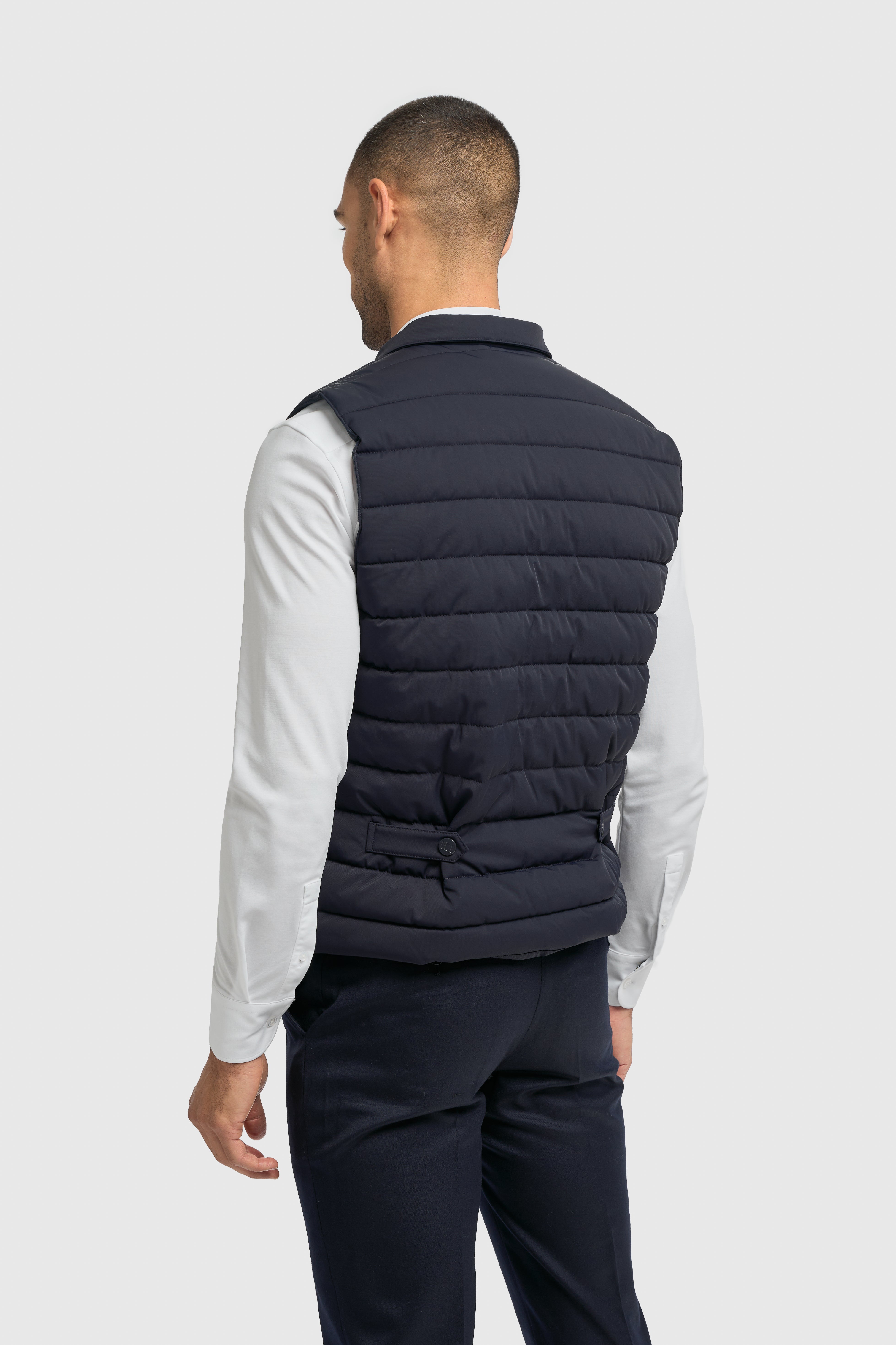 Men’s Sleeveless Quilted Gilet - Perry - Navy Back picture