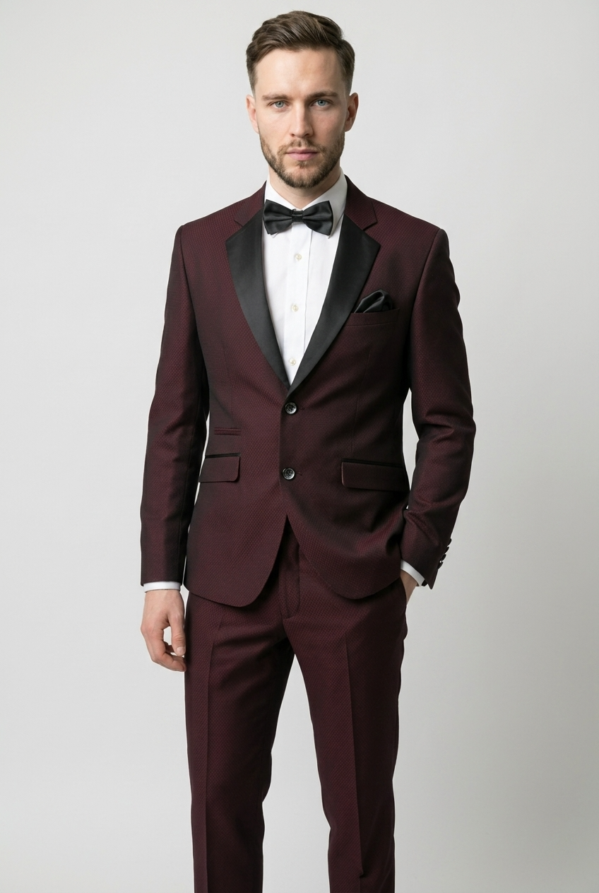 Costume formel 2 pièces coupe slim pour homme - Modèle MYERS WINE
