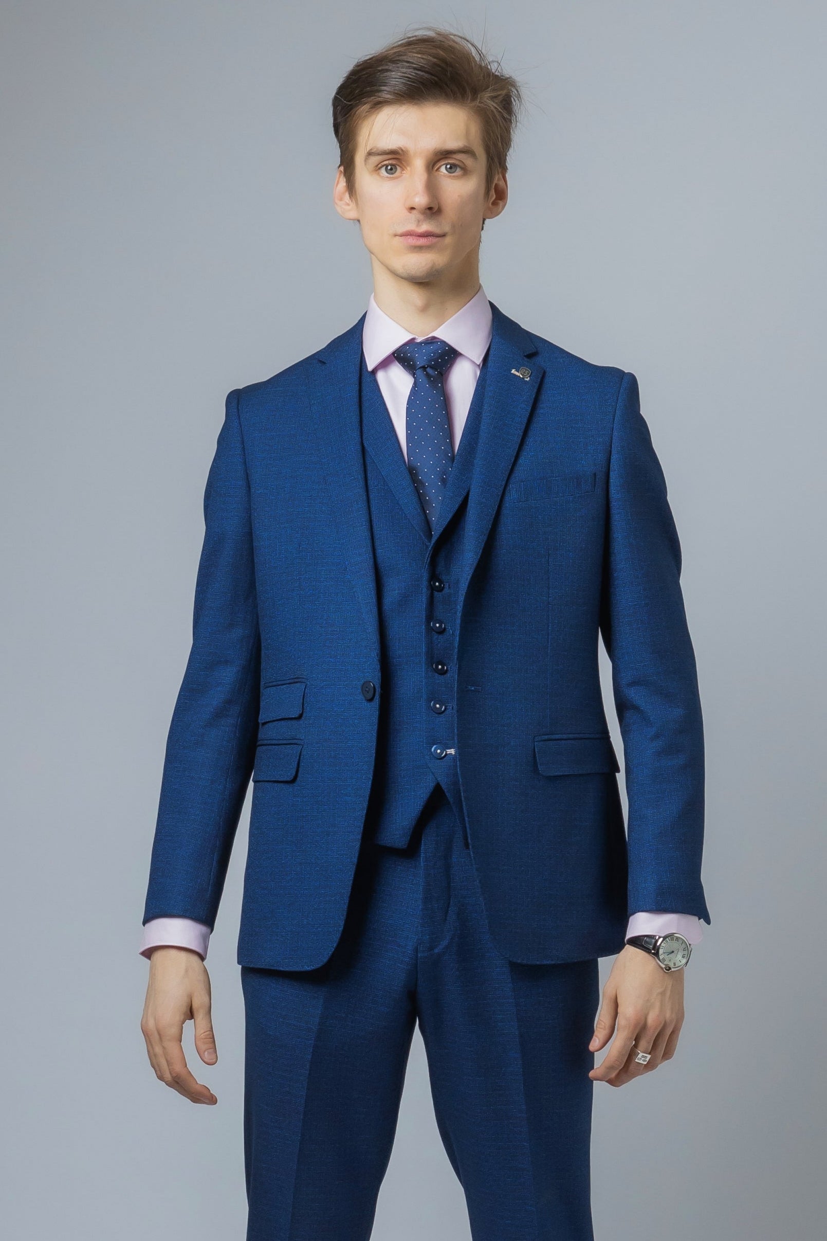 Men's Slim Fit Indigo Blue Suit - MATEO - Indigo Blue