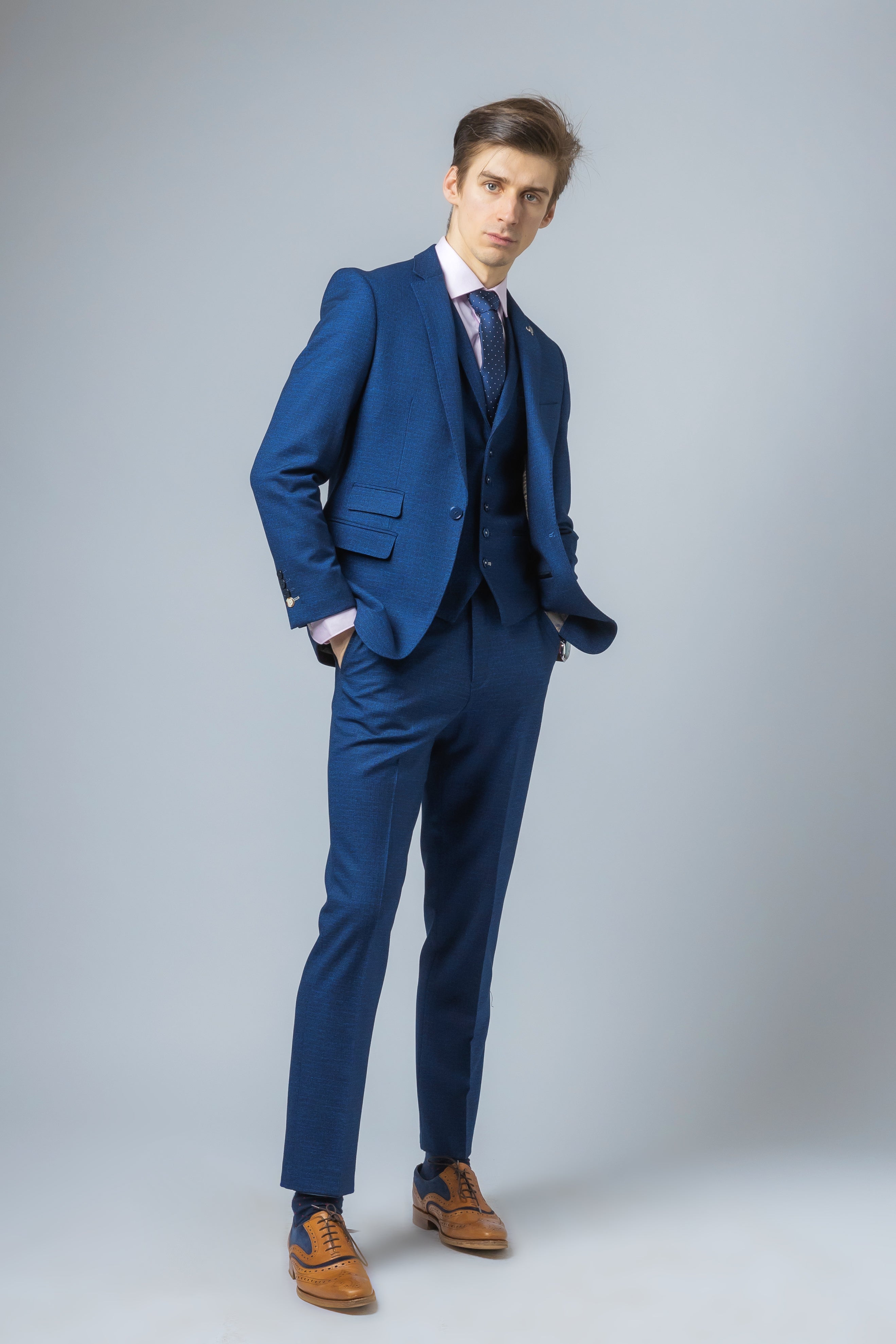 Men's Slim Fit Indigo Blue Suit - MATEO - Indigo Blue