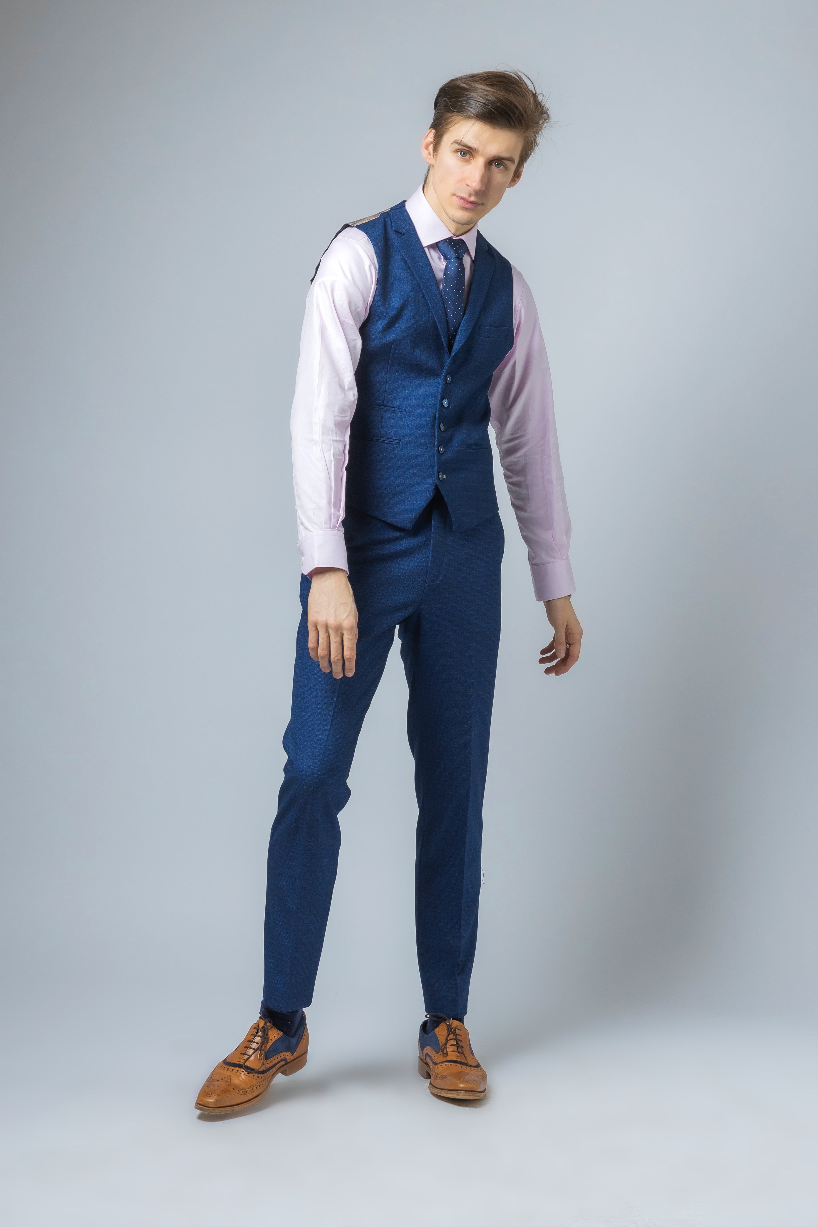 Men's Slim Fit Indigo Blue Suit - MATEO - Indigo Blue
