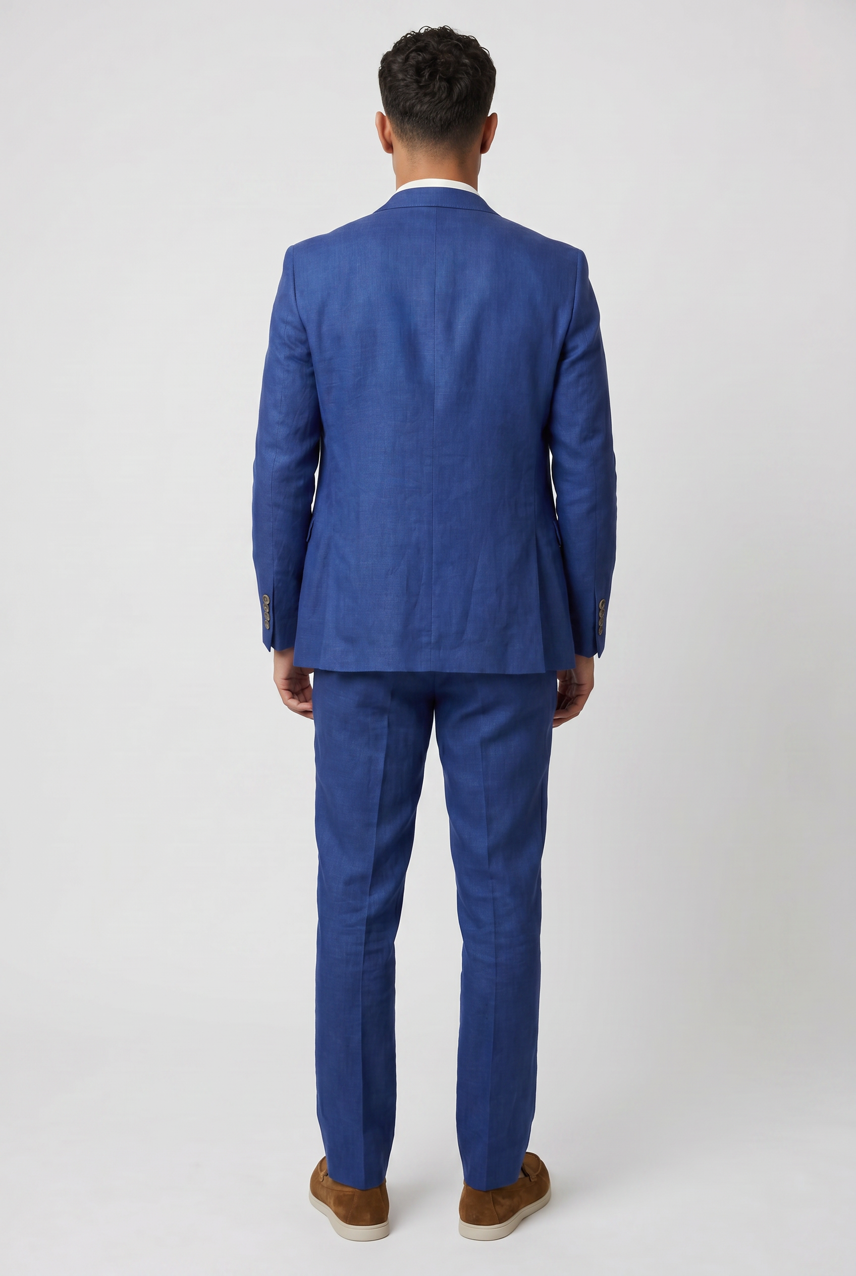 Costume deux pièces en lin coupe slim pour homme - Bleu marine