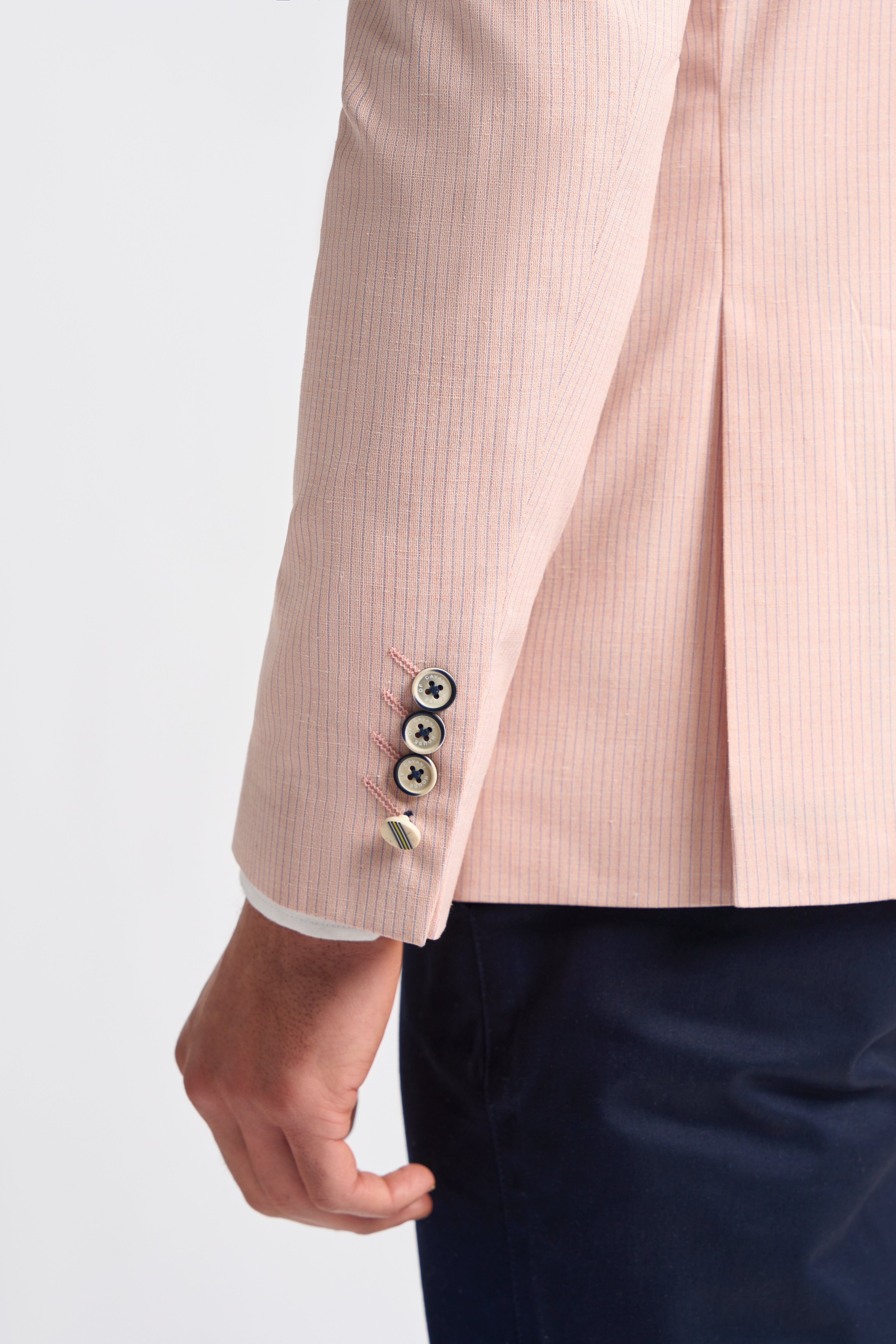 Herren Slim Fit Nadelstreifen Rosa Blazer - SENAN - Rosa