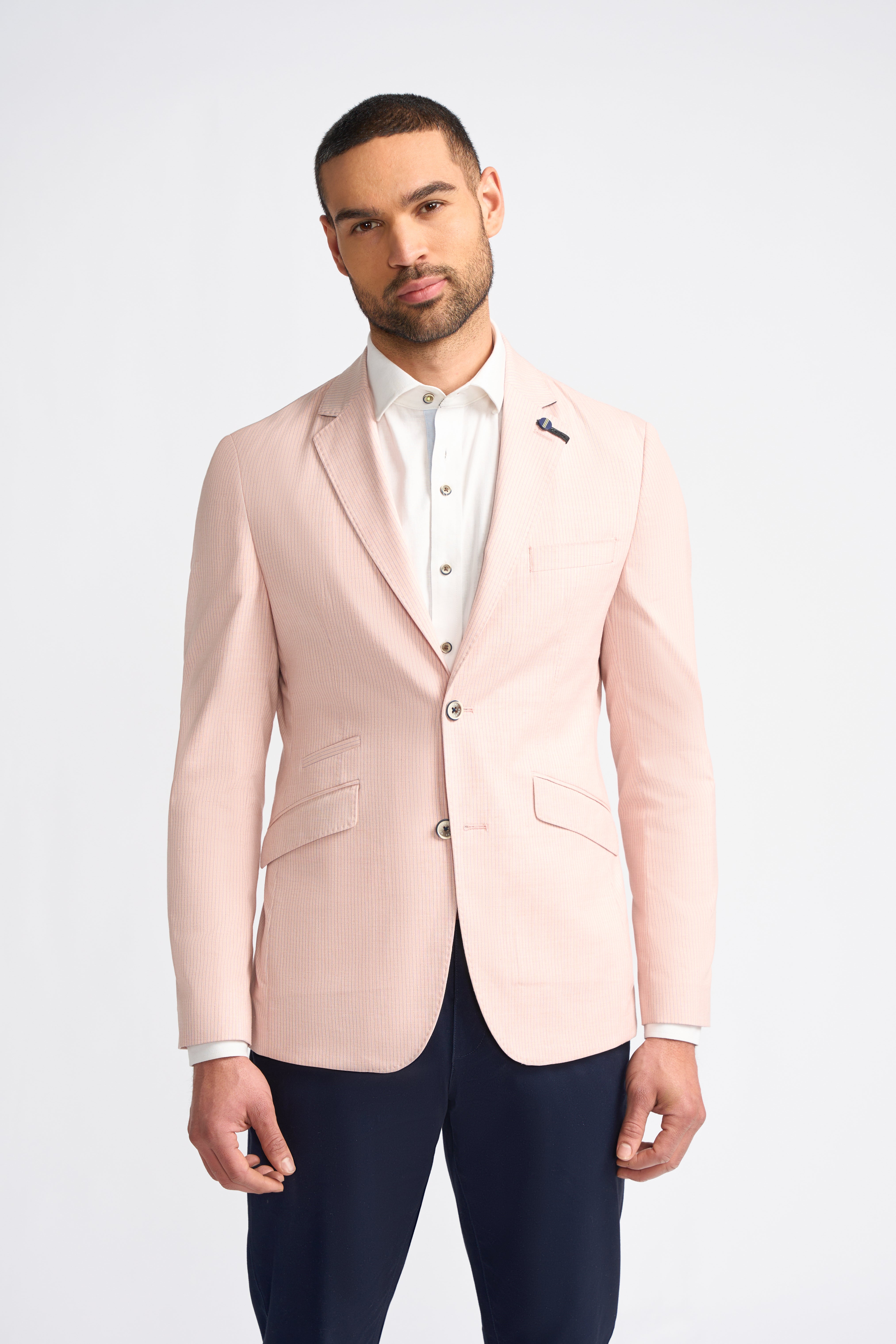 Blazer à Rayures Roses Slim Fit pour Homme - SENAN - Rose
