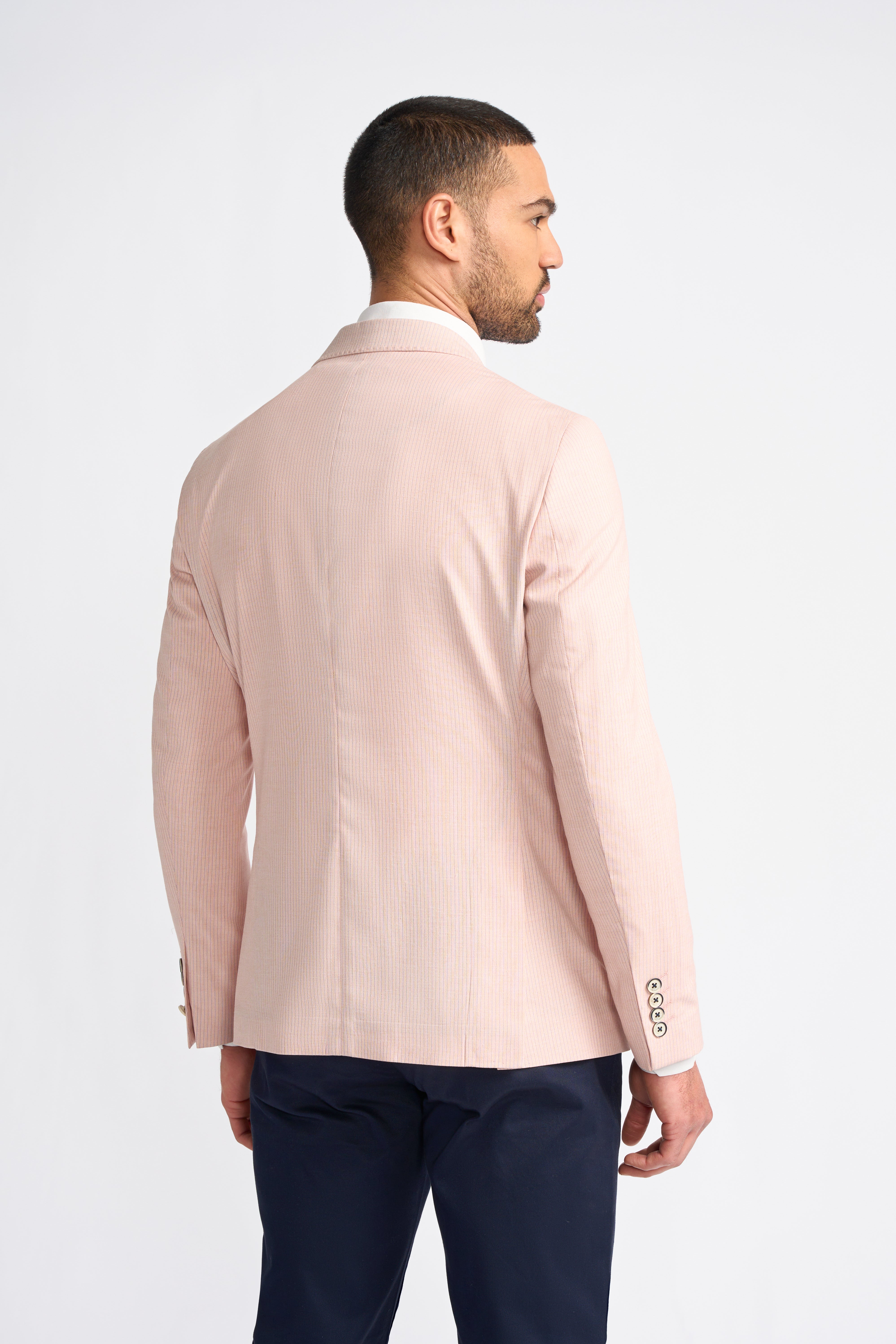 Herren Slim Fit Nadelstreifen Rosa Blazer - SENAN - Rosa