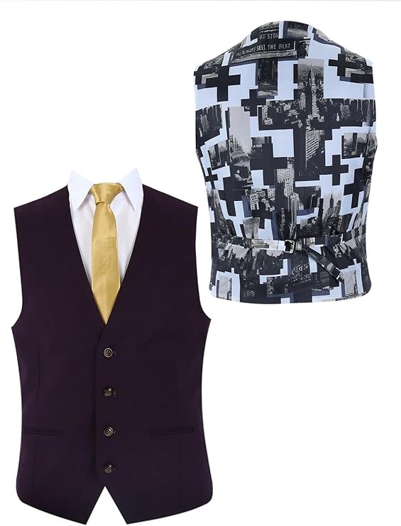 Costume trois pièces prune coupe slim pour homme – Veste, gilet et pantalon