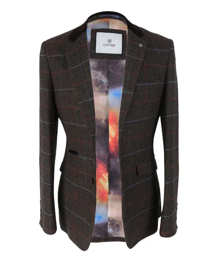 Slim Fit Tweed-Blazer mit Fischgrätenmuster für Herren – Tommy Brown