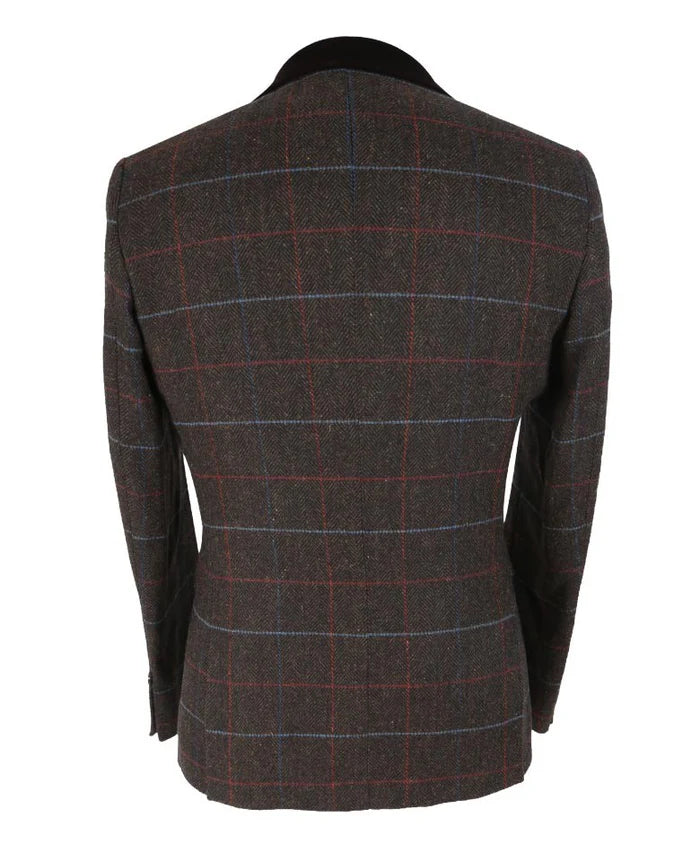 Slim Fit Tweed-Blazer mit Fischgrätenmuster für Herren – Tommy Brown