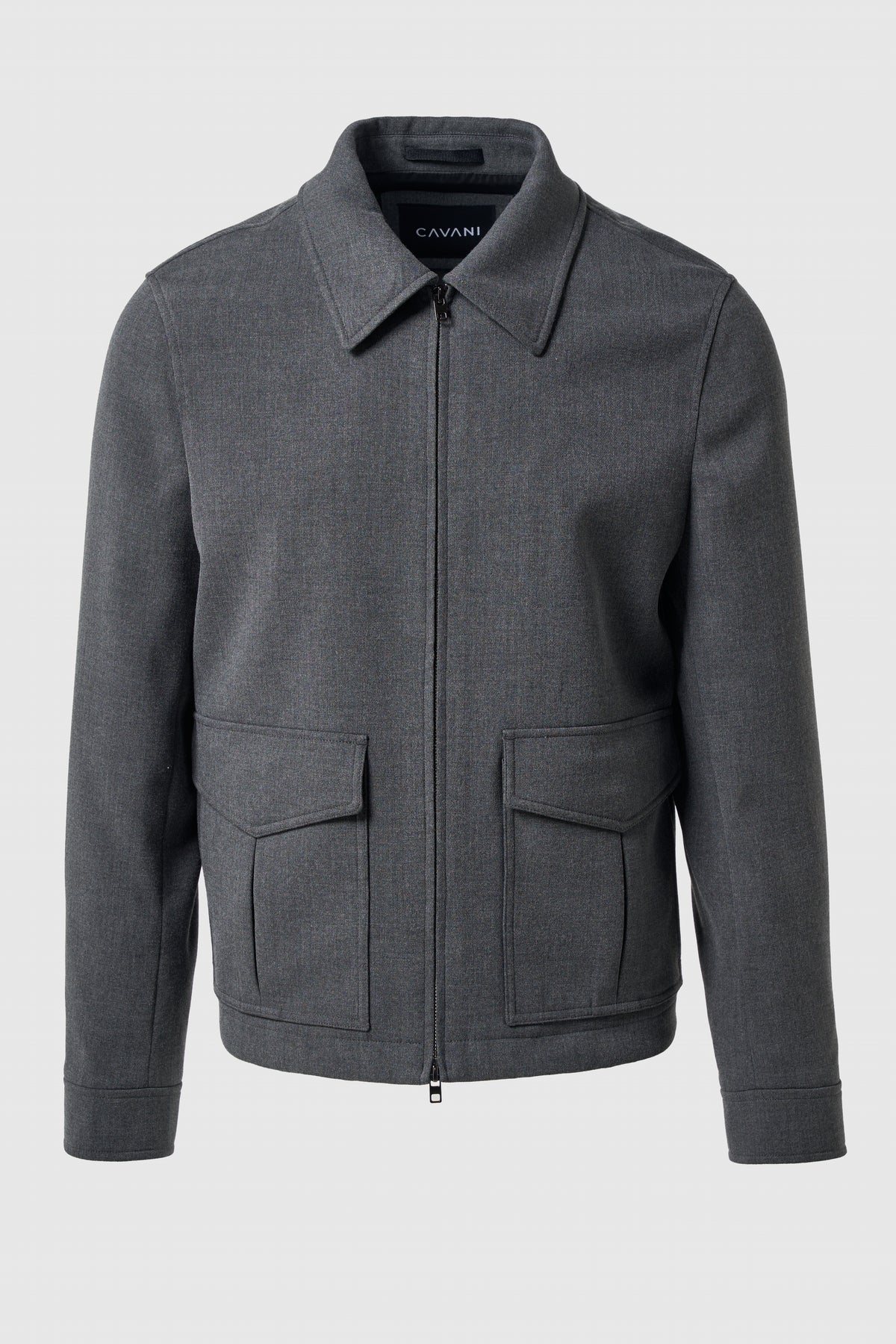 Men’s Smart Casual Stretch Zip-Up Short Jacket – Cavani Carlo Grey Front Picture