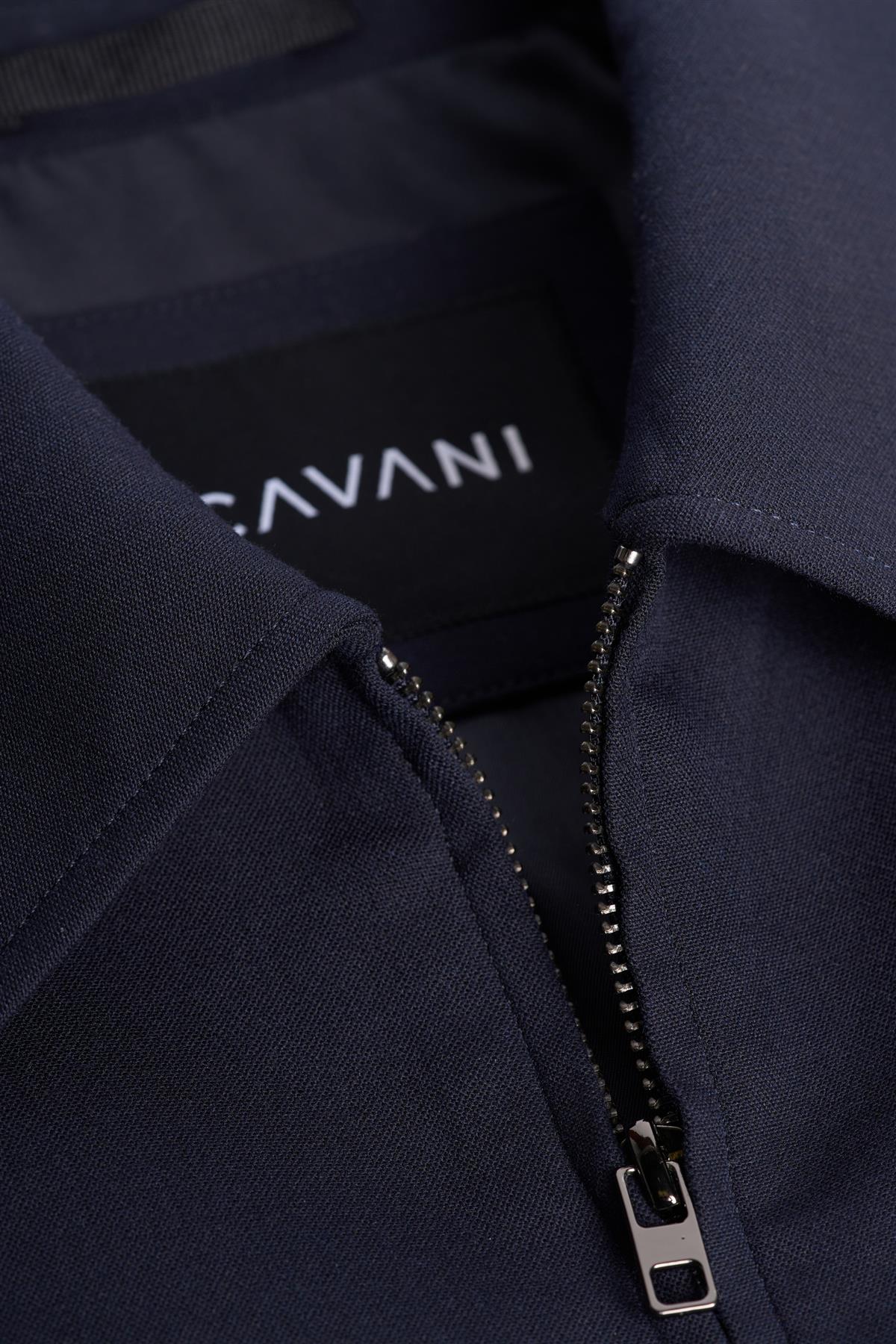 Men’s Smart Casual Stretch Zip-Up Short Jacket – Cavani Carlo Navy Detail Picture