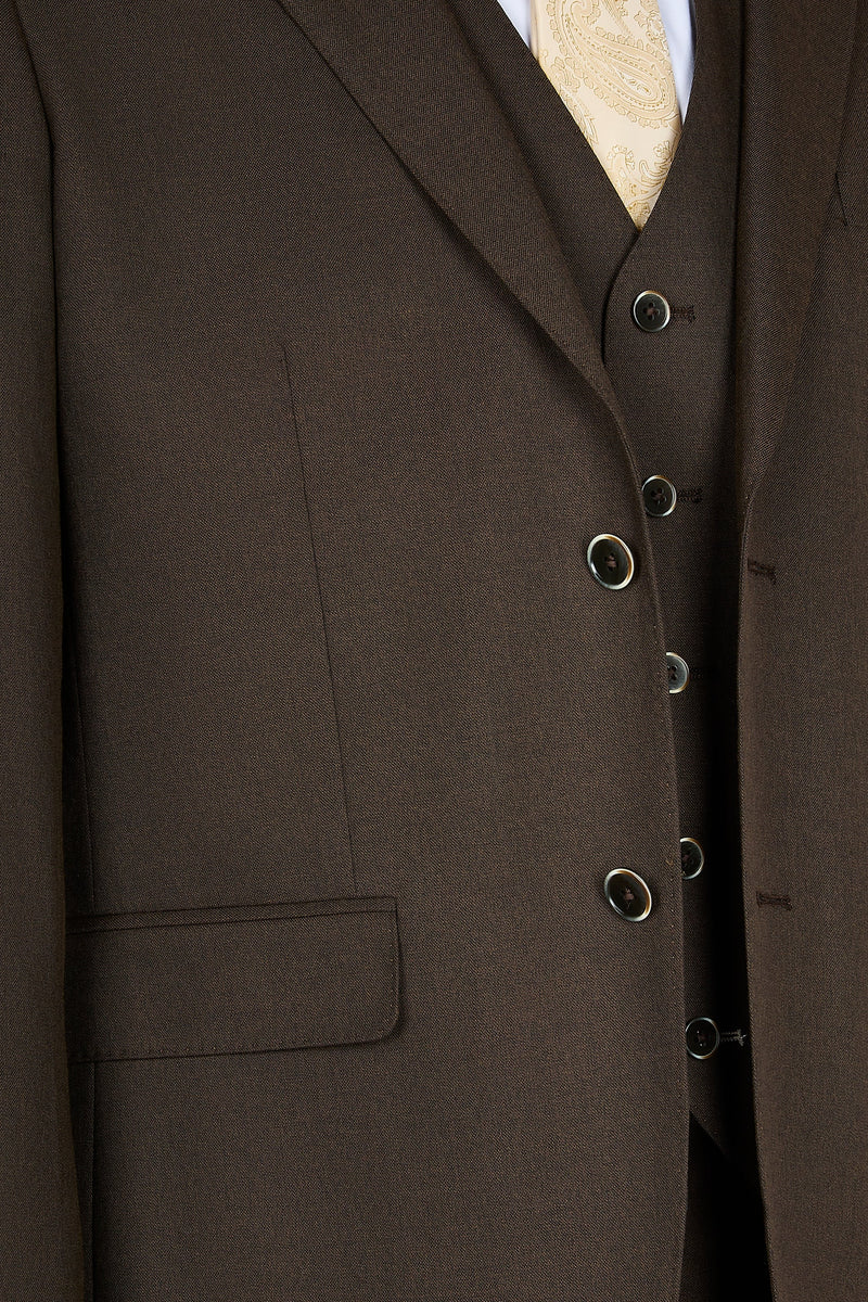 Men’s Tailored Fit Formal Suit Jacket - Paul Andrew Belmont Brown Detail Picture