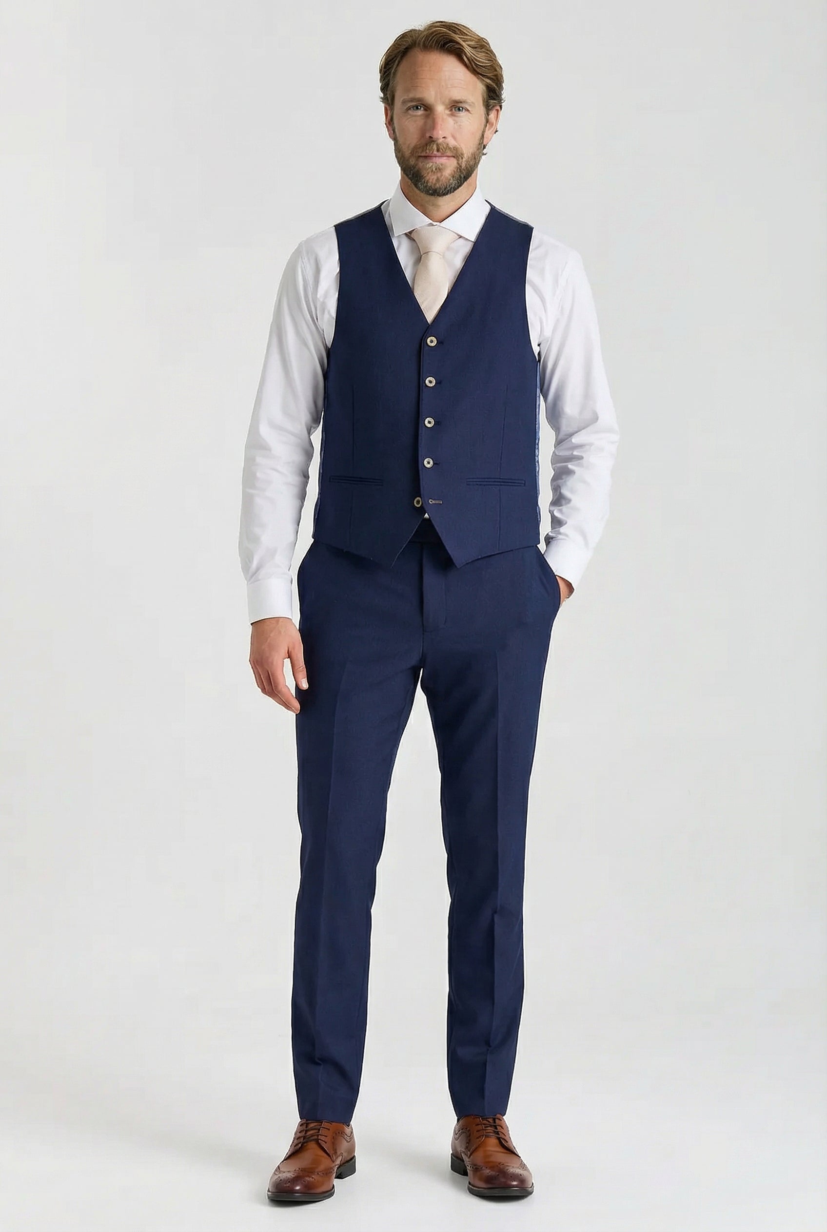 Men’s Tailored Fit Formal Waistcoat - Belmont - Navy Front Picture