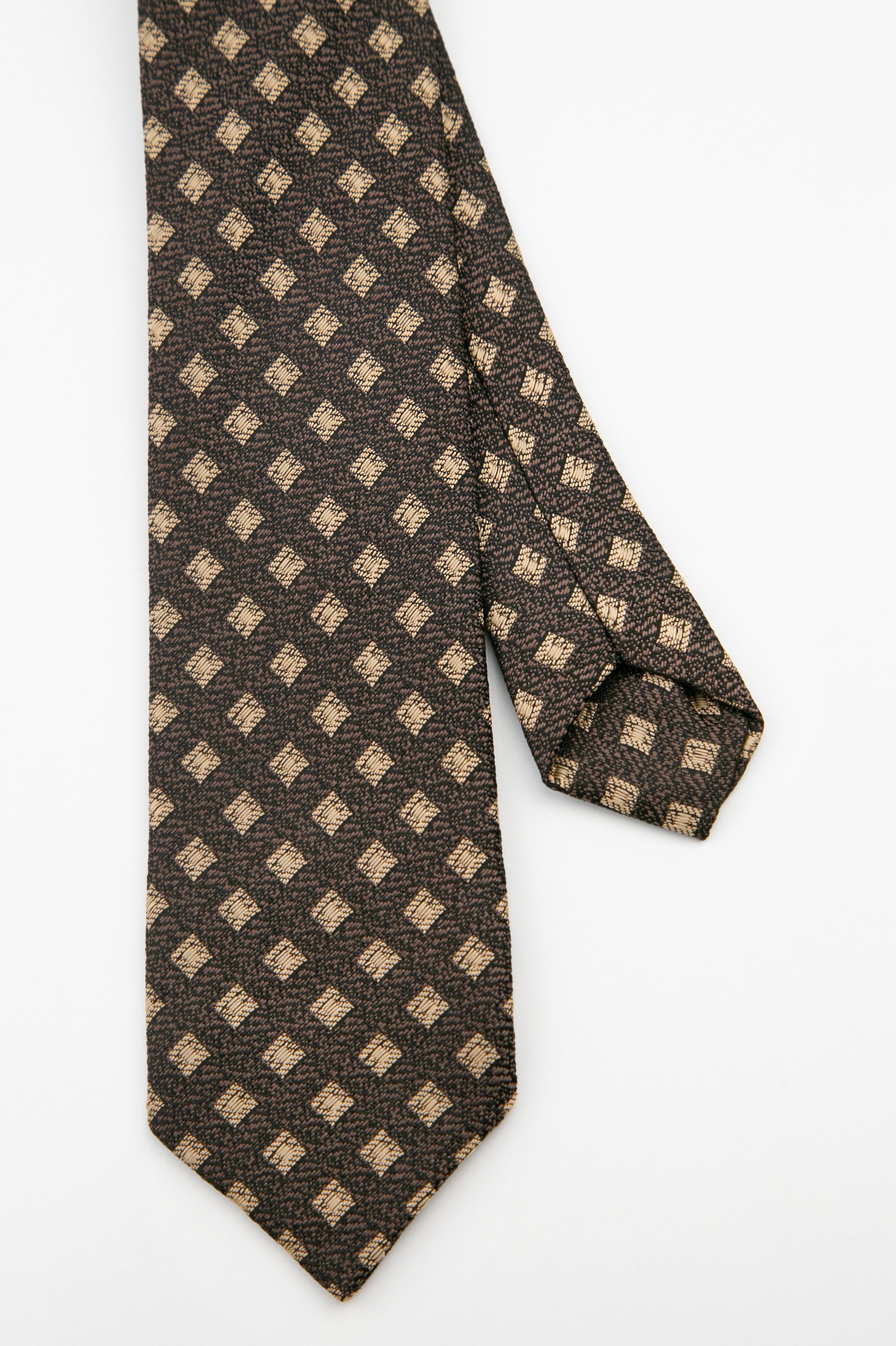 Men’s Textured Diamond Slim Tie & Pocket Square Set - Brown