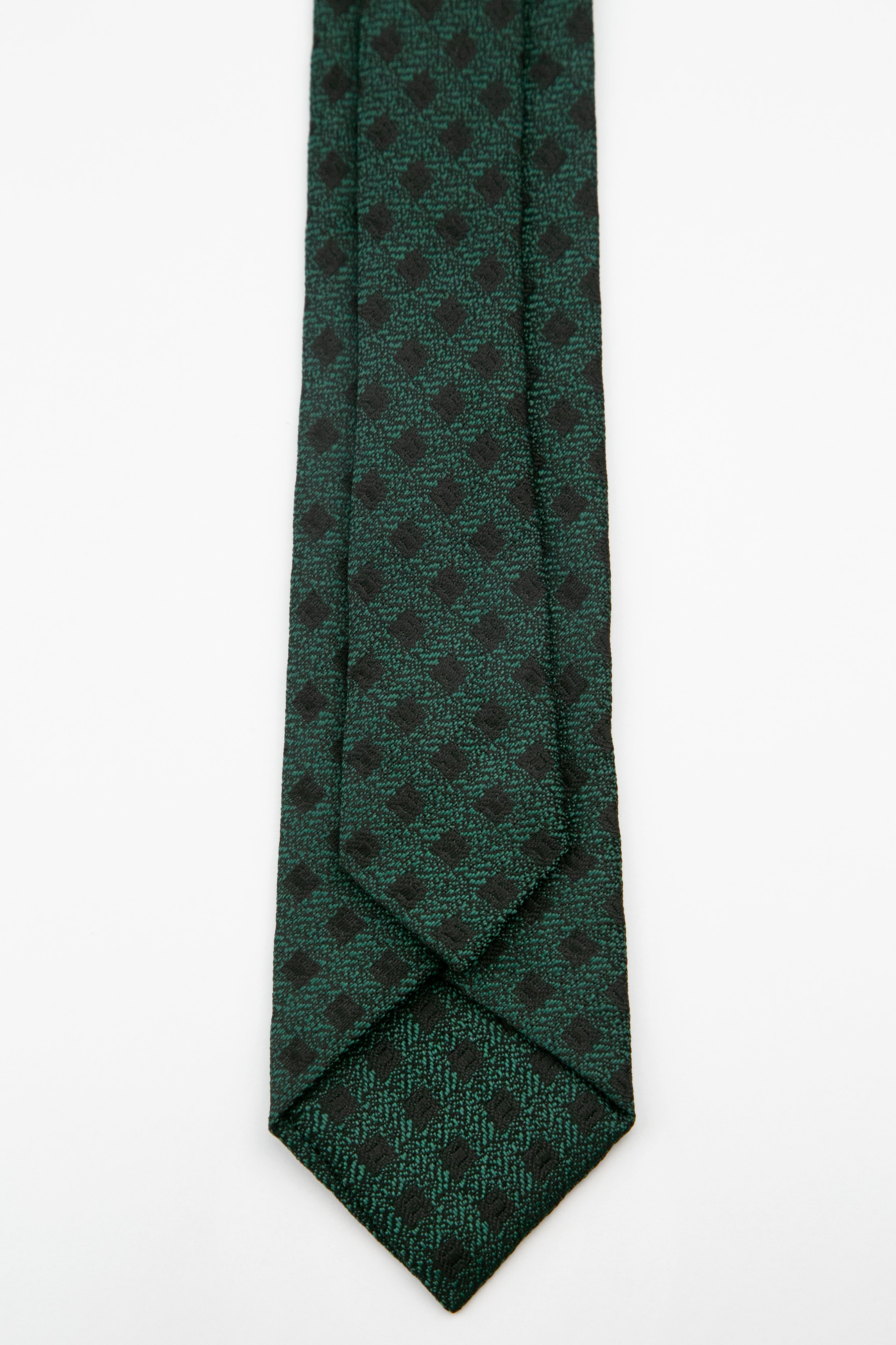 Men’s Textured Diamond Slim Tie & Pocket Square Set - Sage Green Back Picture