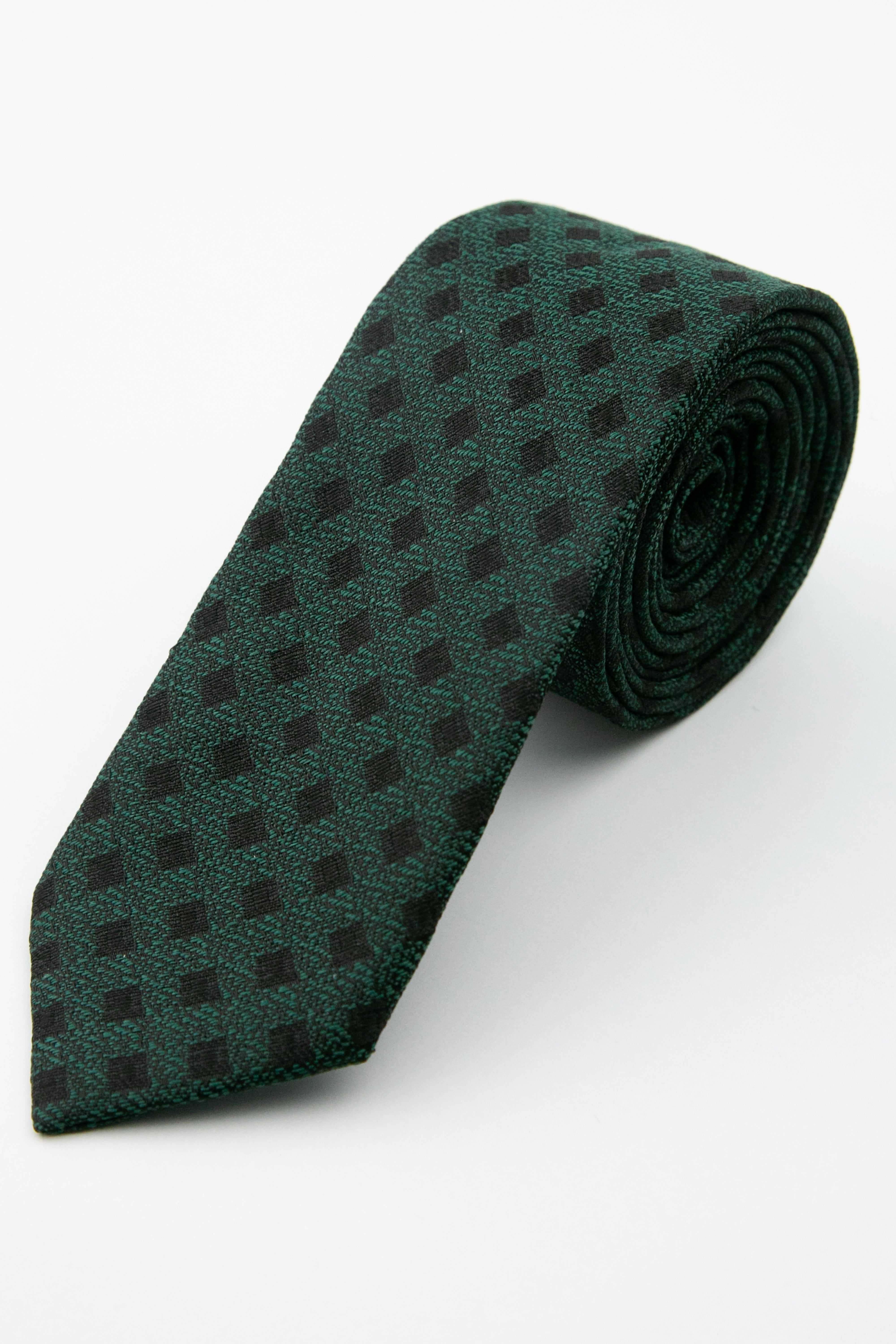 Men’s Textured Diamond Slim Tie & Pocket Square Set - Sage Green Tie Picture