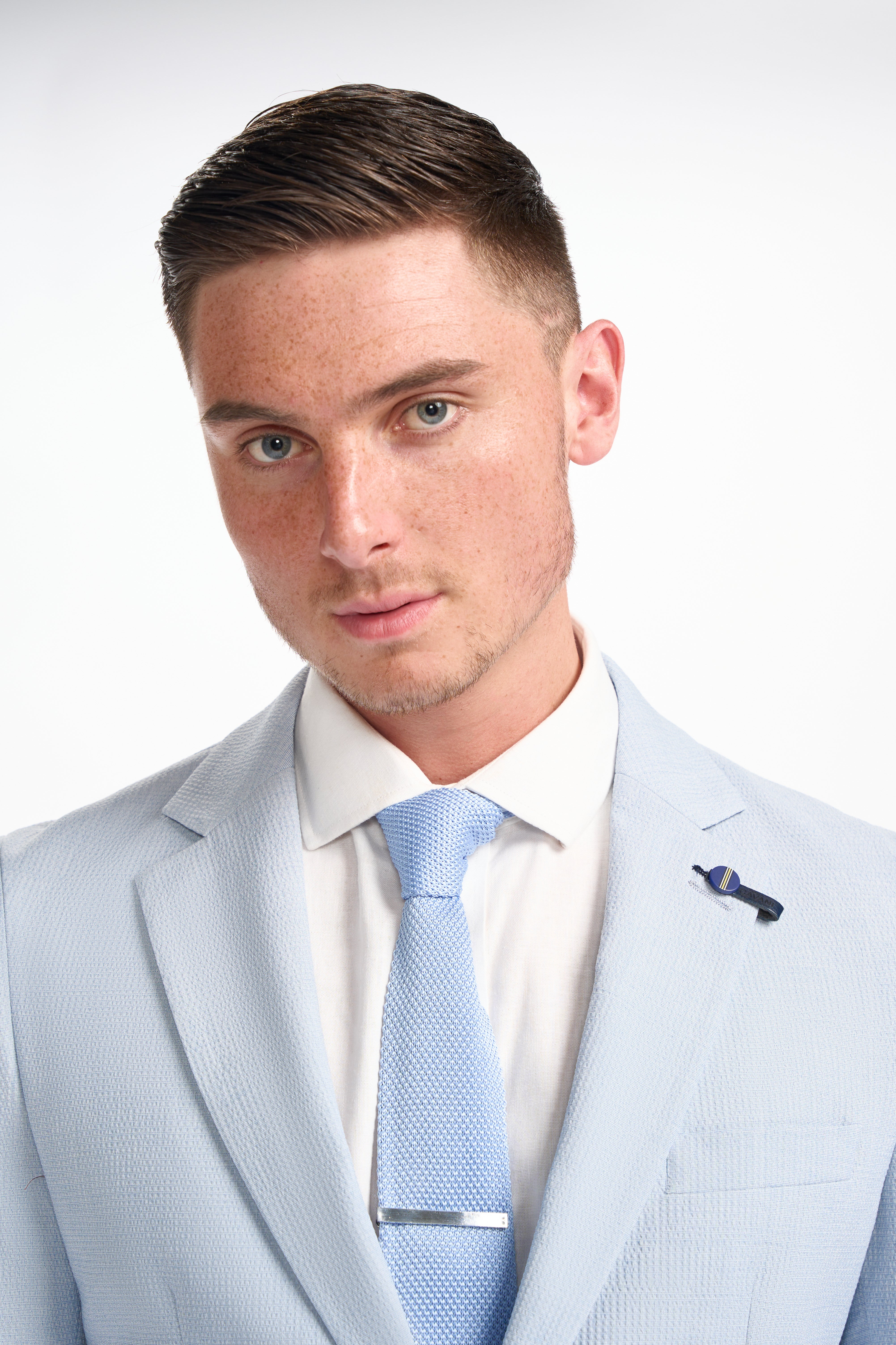 Men’s Textured Slim Fit Suit Jacket– SIREN - Sky Blue