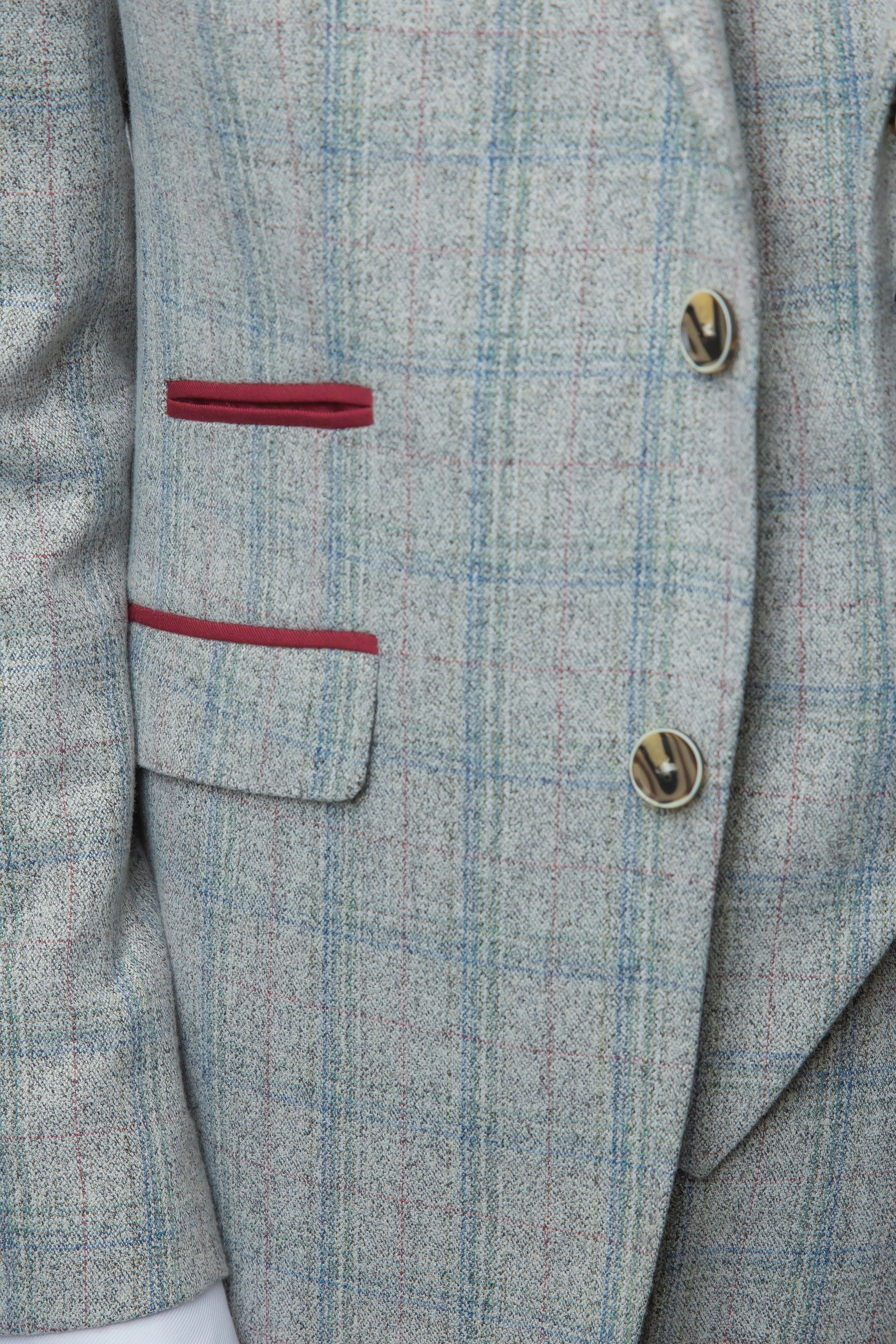 Men's Tweed Check Slim Fit Grey Suit - ANDREW - Grey