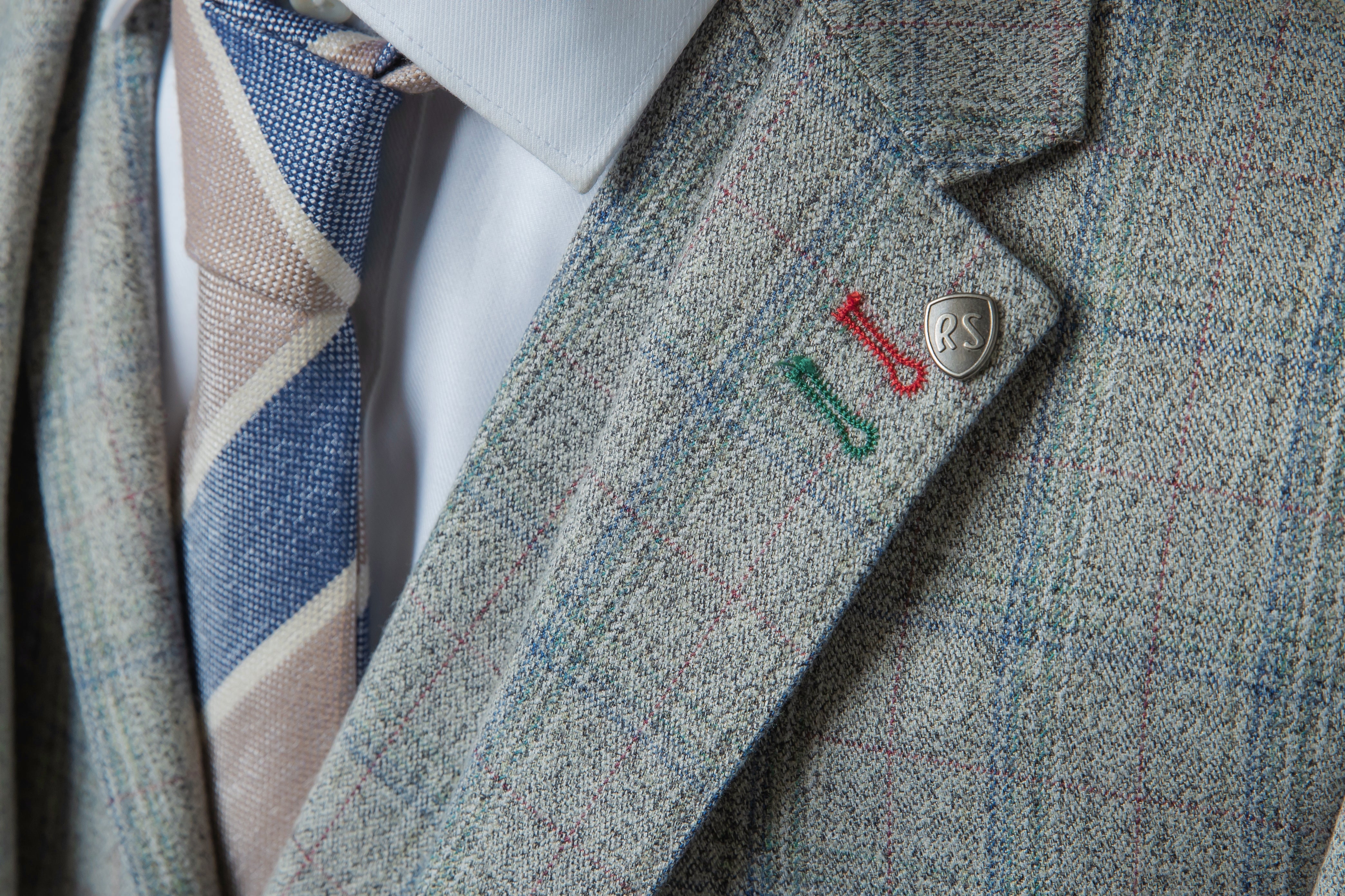 Men's Tweed Check Slim Fit Grey Suit - ANDREW - Grey