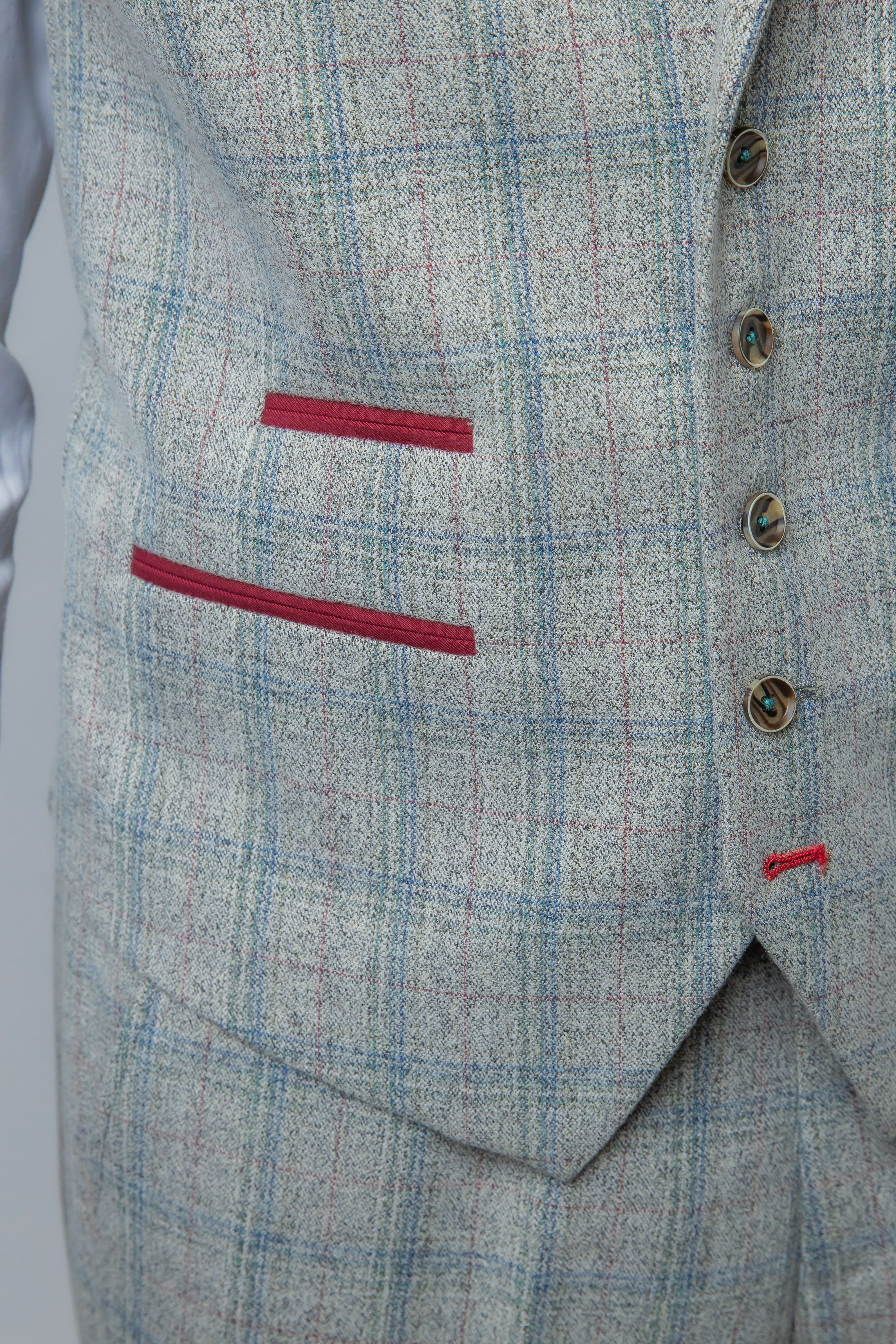 Men's Tweed Check Slim Fit Grey Suit - ANDREW - Grey